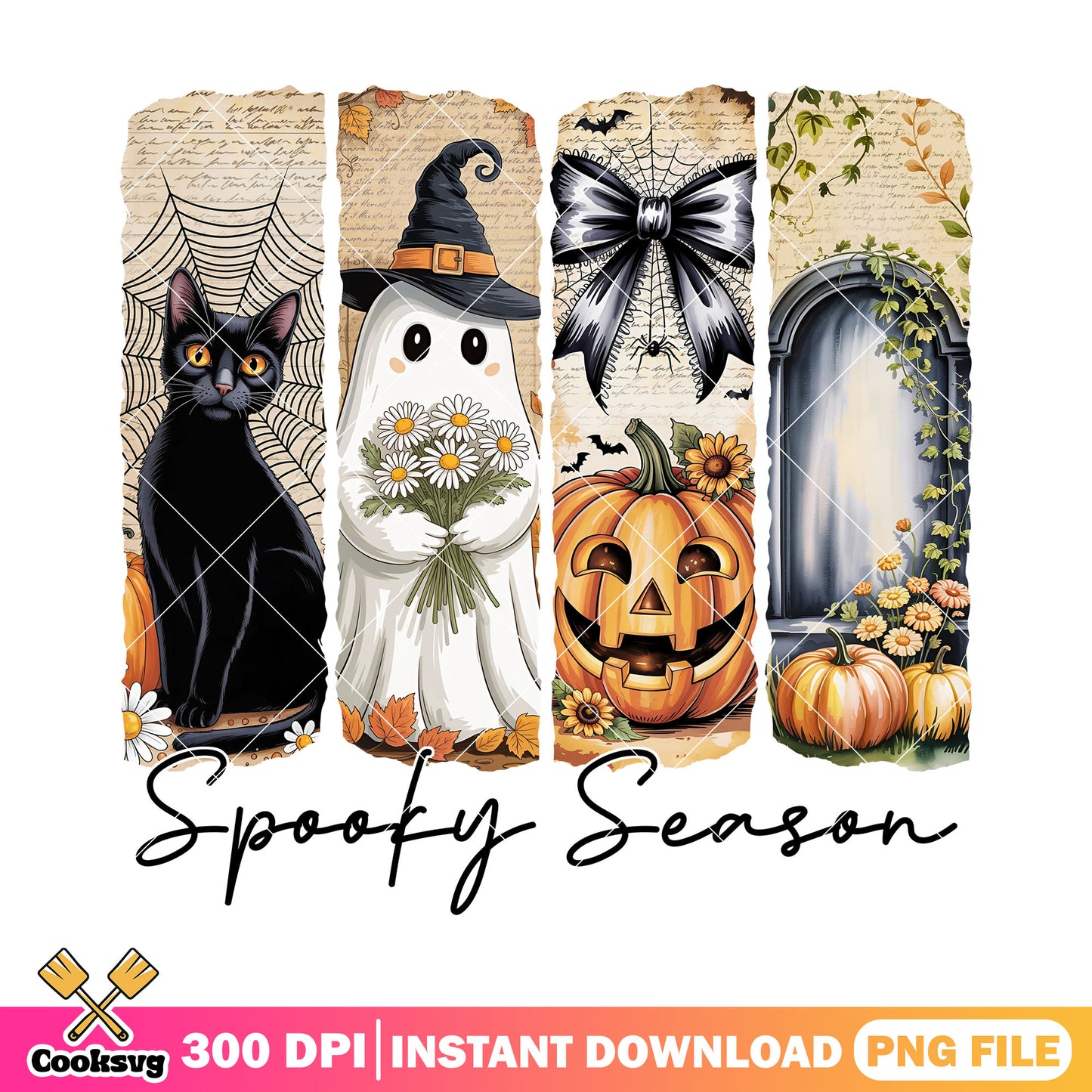 Spooky season halloween png, halloween movie png, vintage air png
