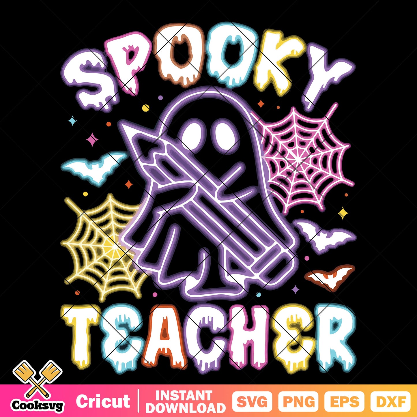 Spooky teacher ghost svg, teacher halloween svg, spooky ghost svg