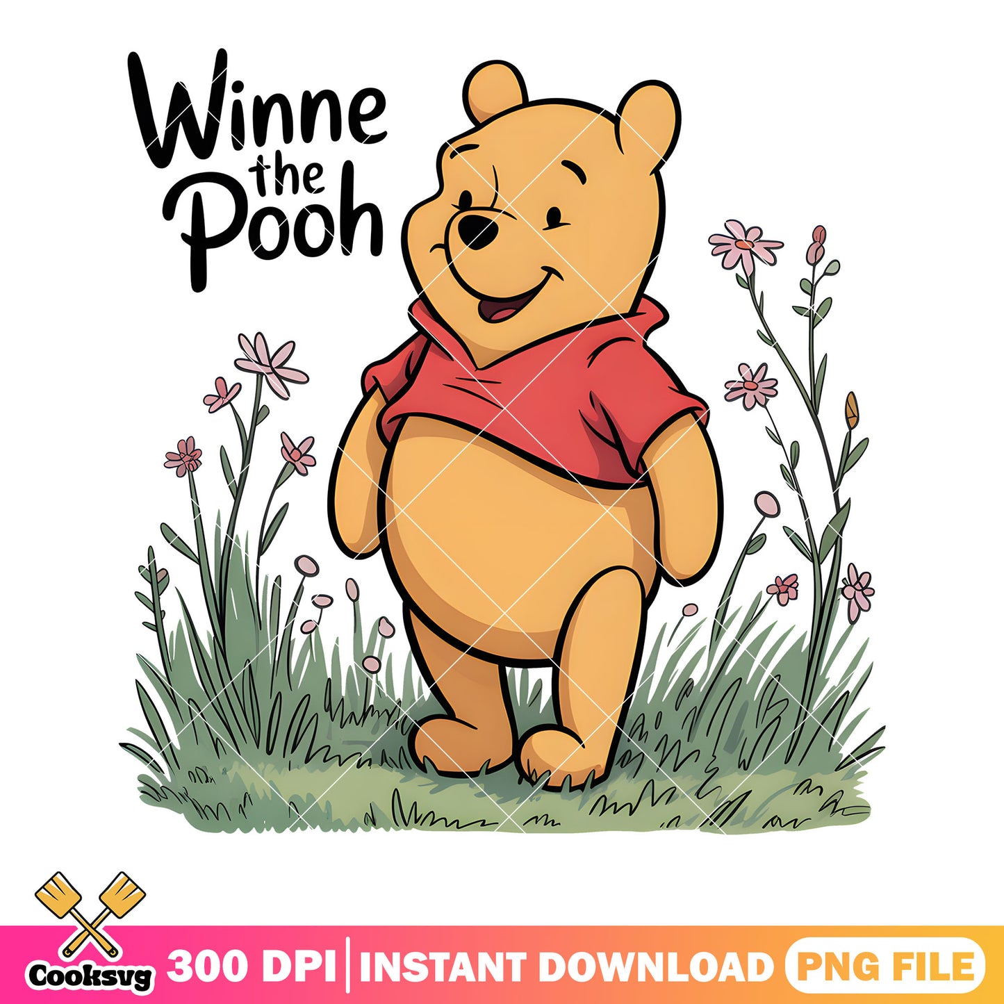 Spring time winnie the pooh png, disney vibes png, pooh bear png