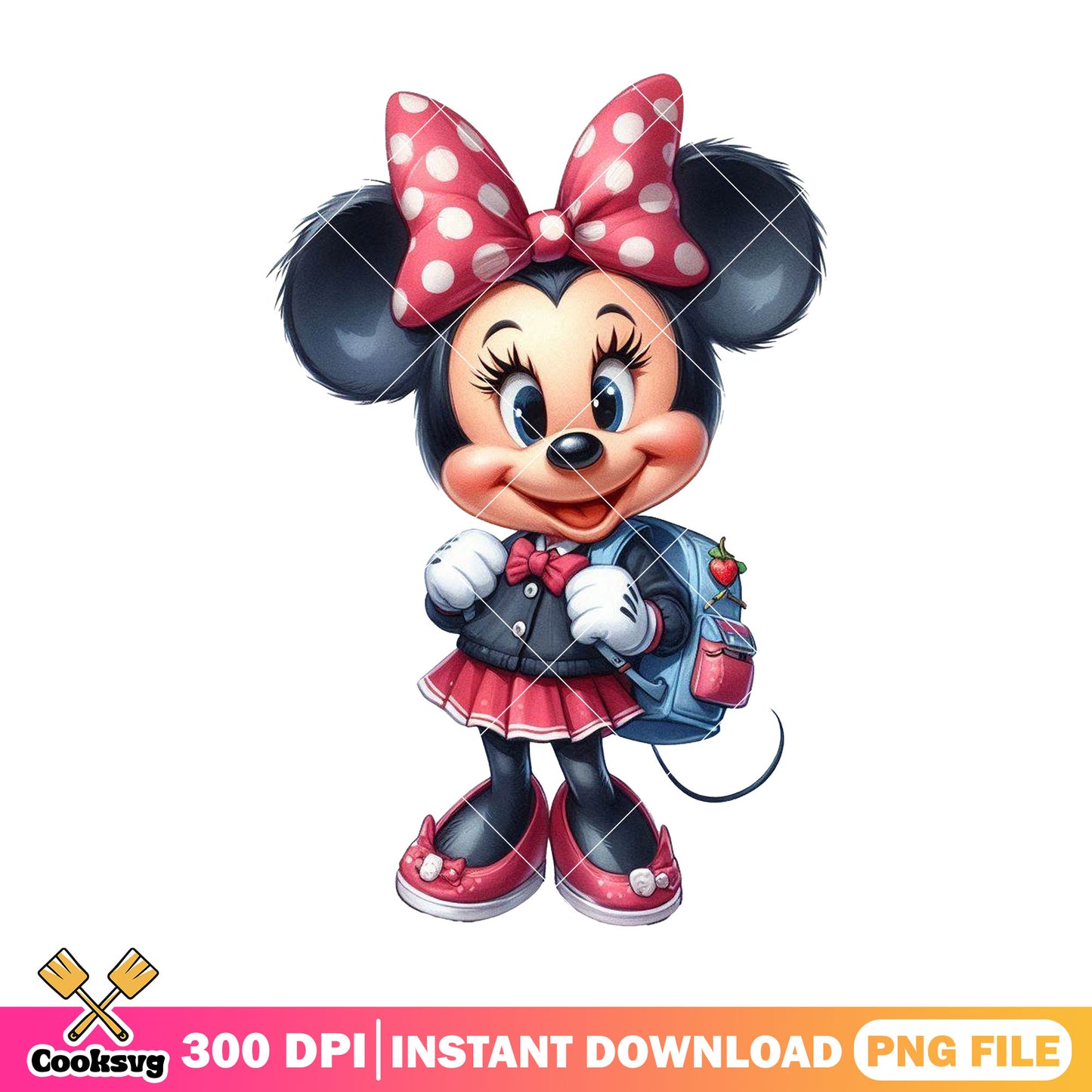 Standing minnie file png, cartoon disney png, back to school outfit png