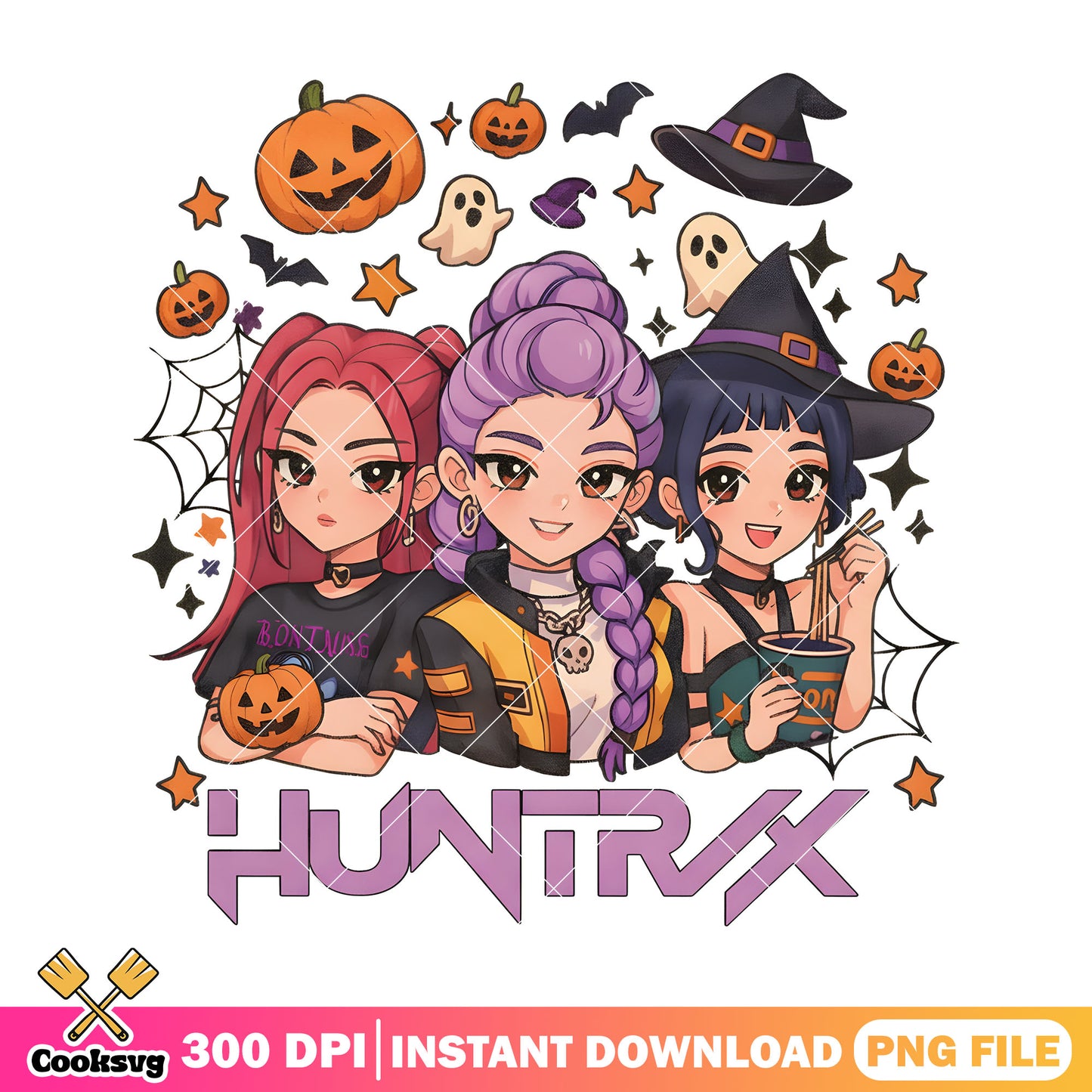 Huntrix girl in halloween png
