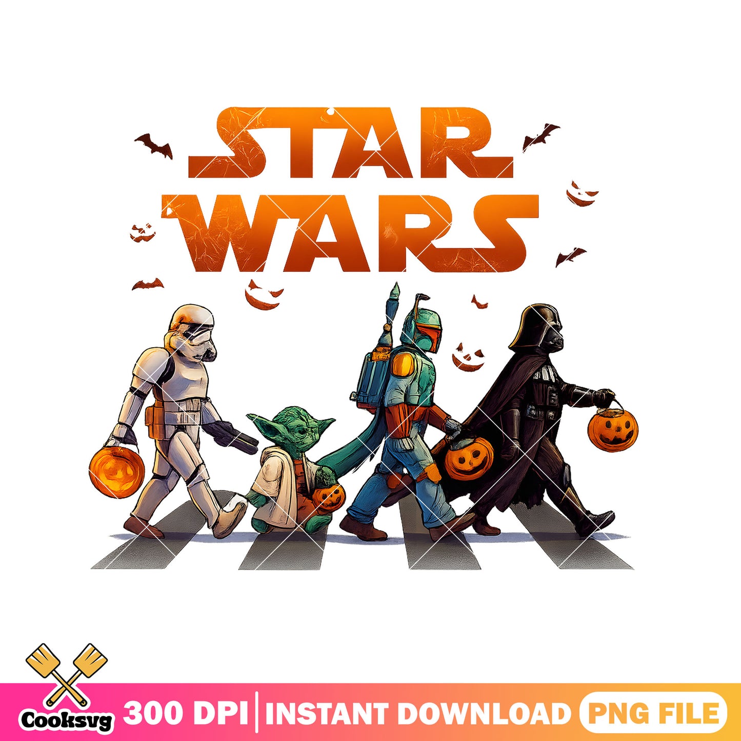 Star wars in halloween png, pumpkin halloween png, star wars png