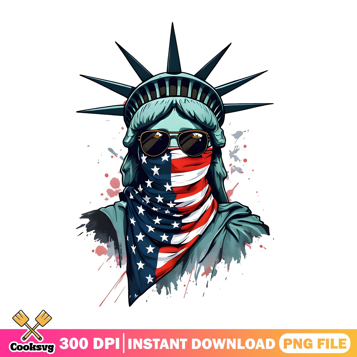 Statue Of Liberty Sunglasses American Flag PNG, 4th Of July PNG, Patriotic PNG
