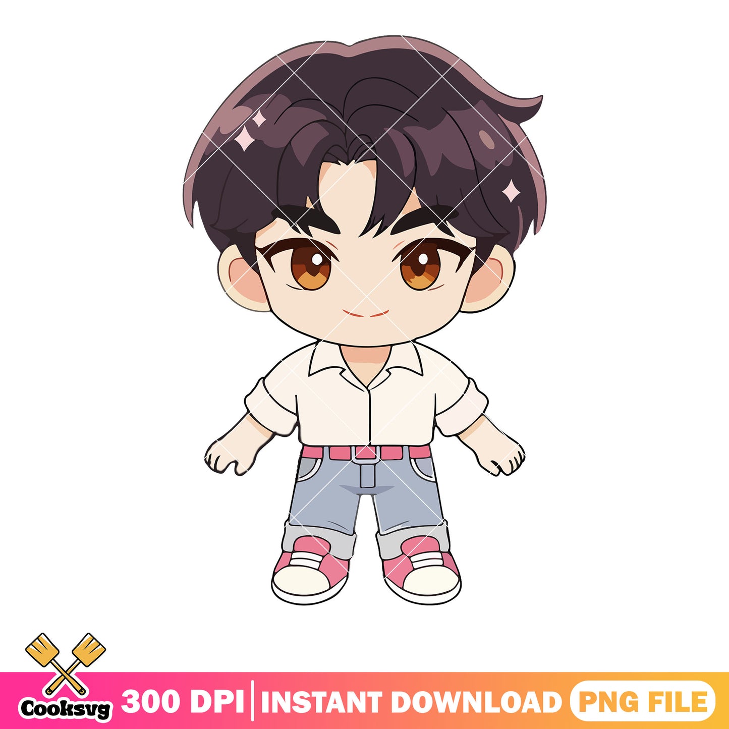 Sticker chibi kpop anime png, sticker anime chibi png, saja chibi png