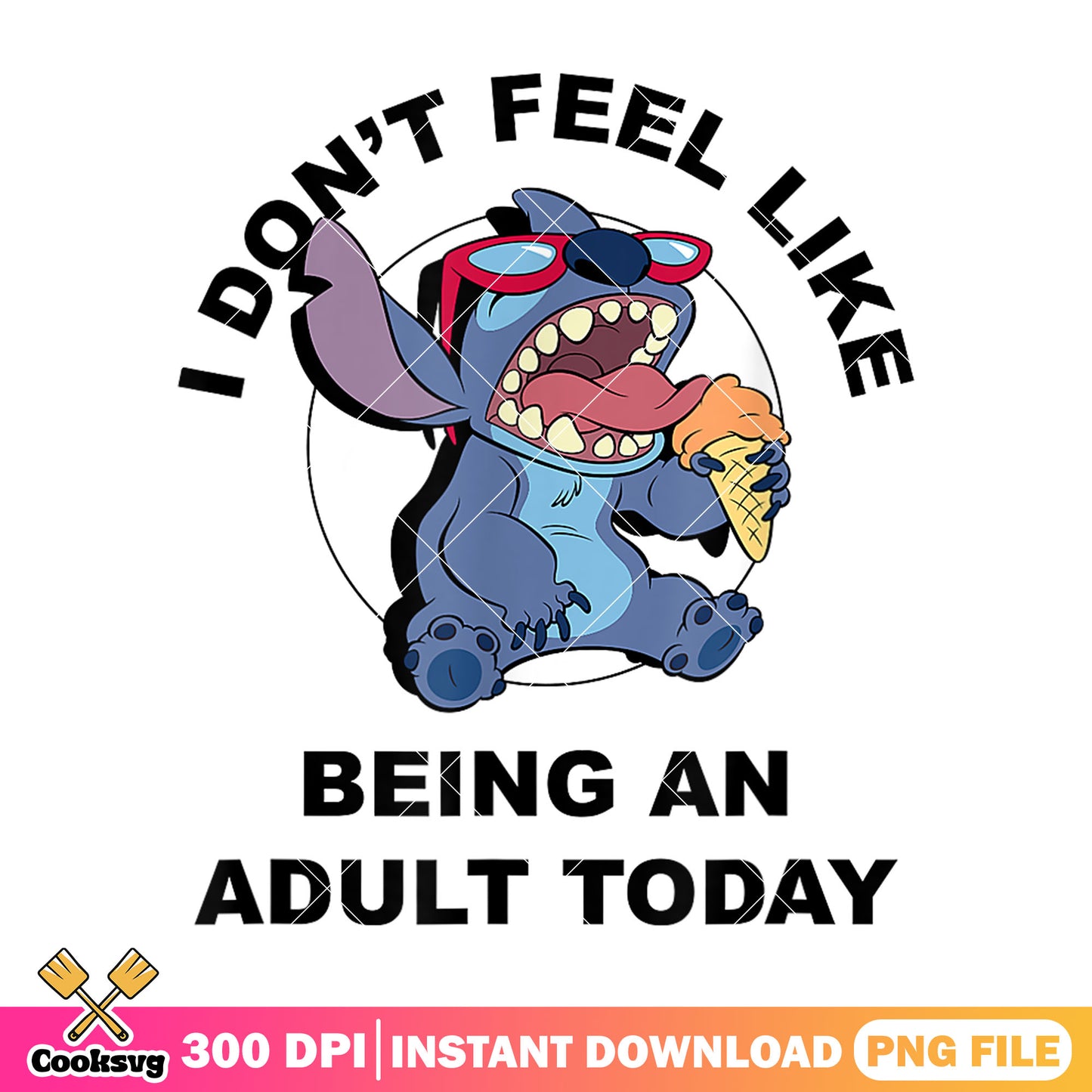 Stitch adult today png, stitch ice cream png, stitch quote png