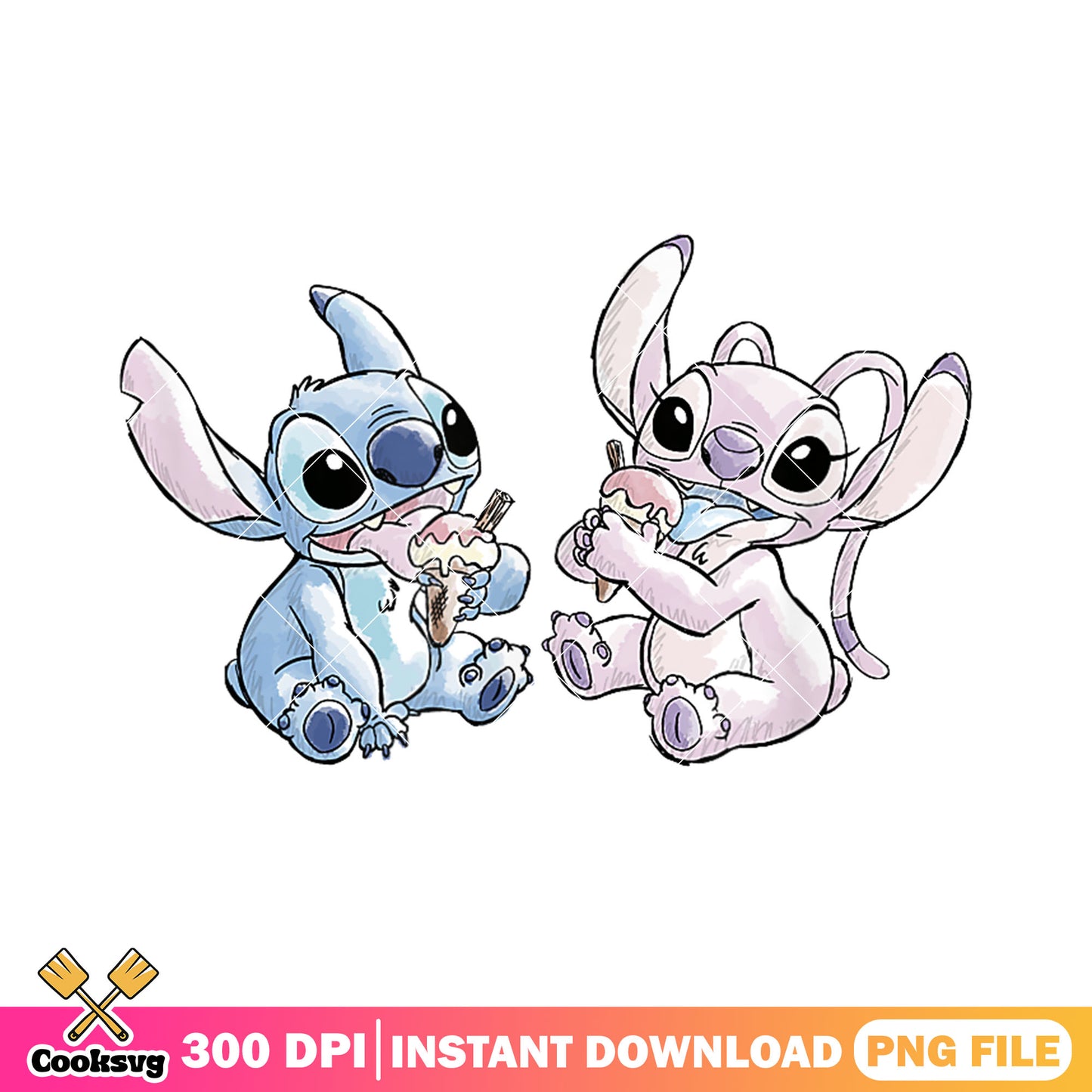 Stitch and angel ice cream png, stitch ice cream png, stitch couple png