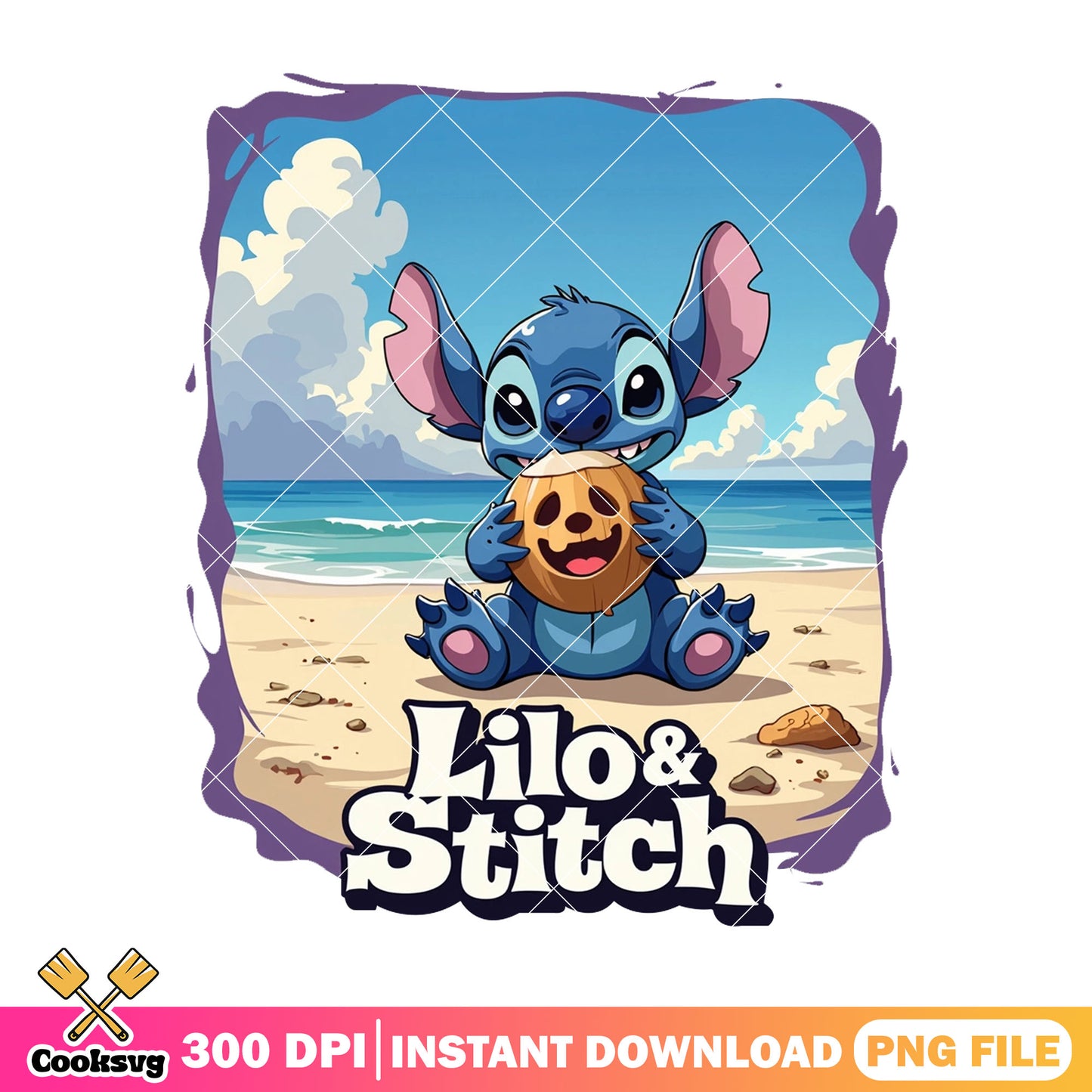Stitch and lilo in beach png, stitch beach png, lilo stitch png