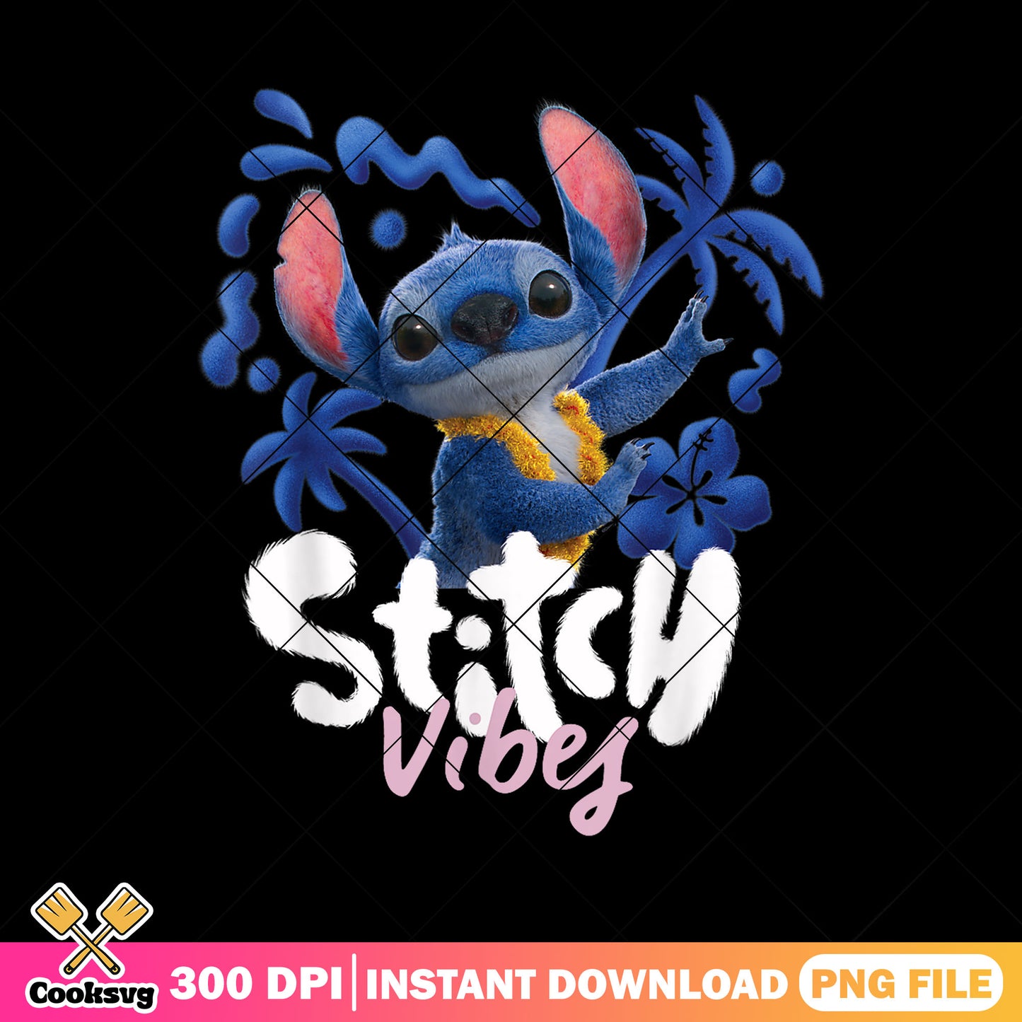 Stitch beach blue vibes png, stitch vibes png, stitch beach png