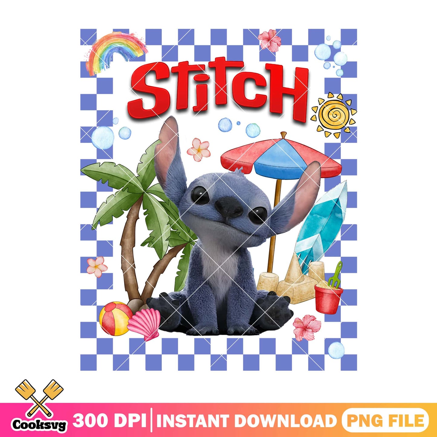 Stitch beach hawaii png design, stitch hawaii png, disney stitch png
