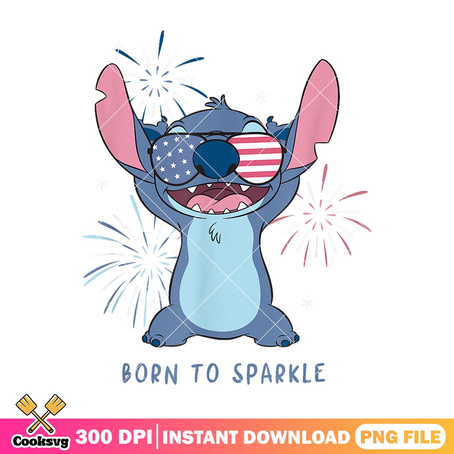 Stitch born to sparkle png, stitch america png, disney stitch png