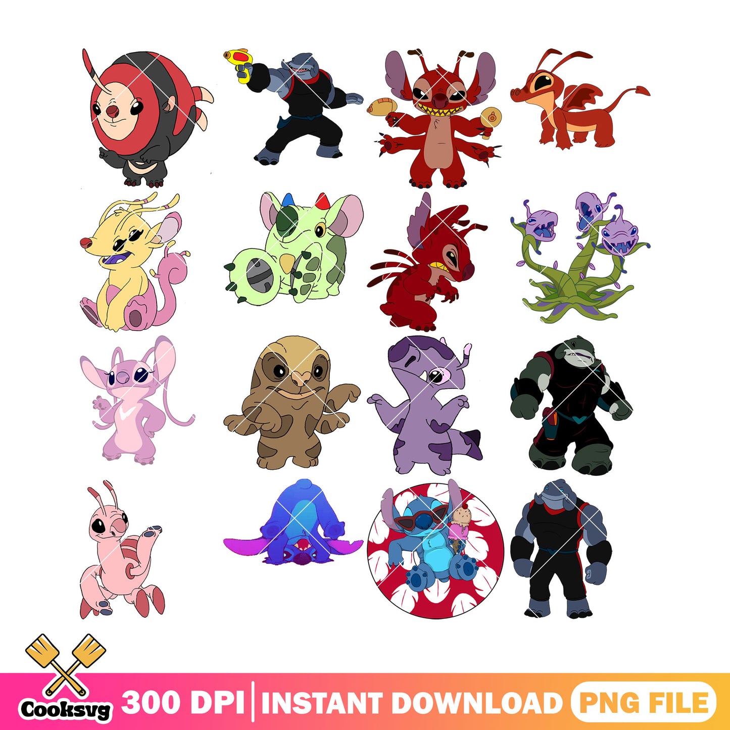 Stitch characters png bundle, stitch characters png, stitch friends png