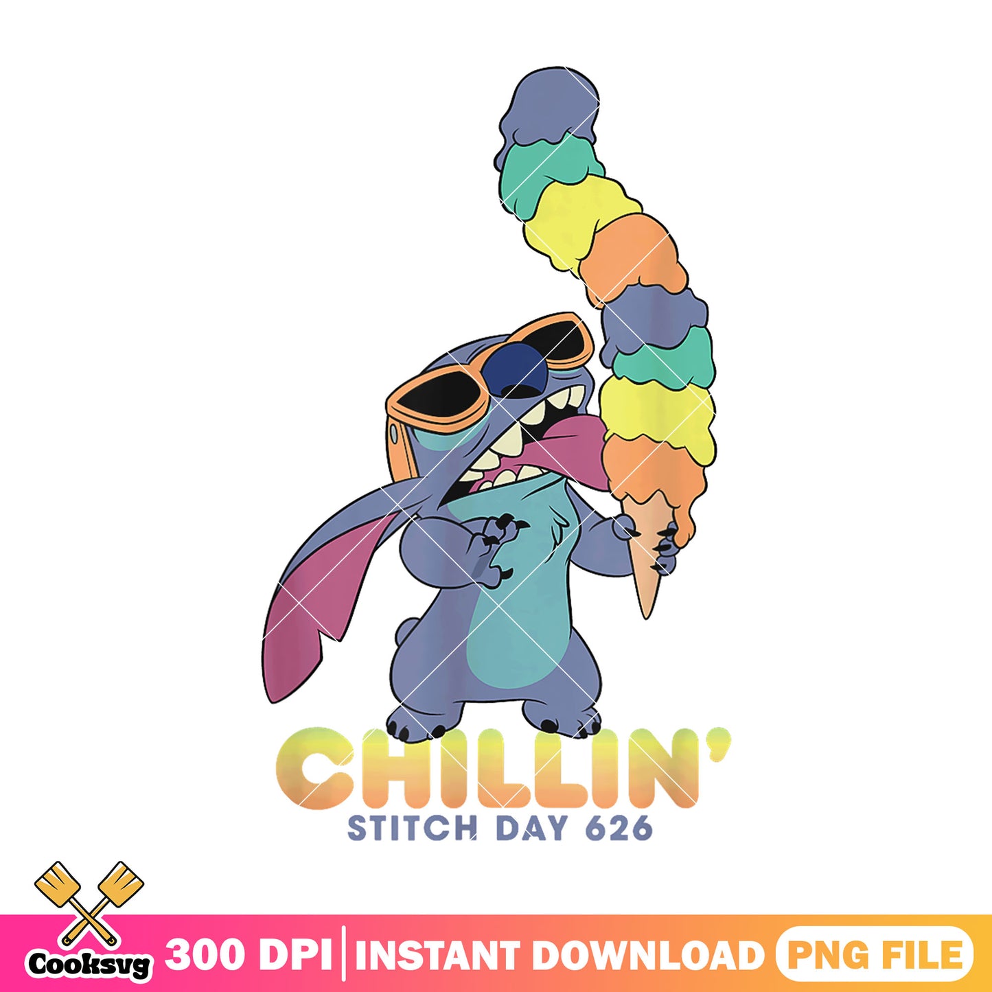 Stitch chill with ice cream 26png, stitch day 626 png, stitch chill png