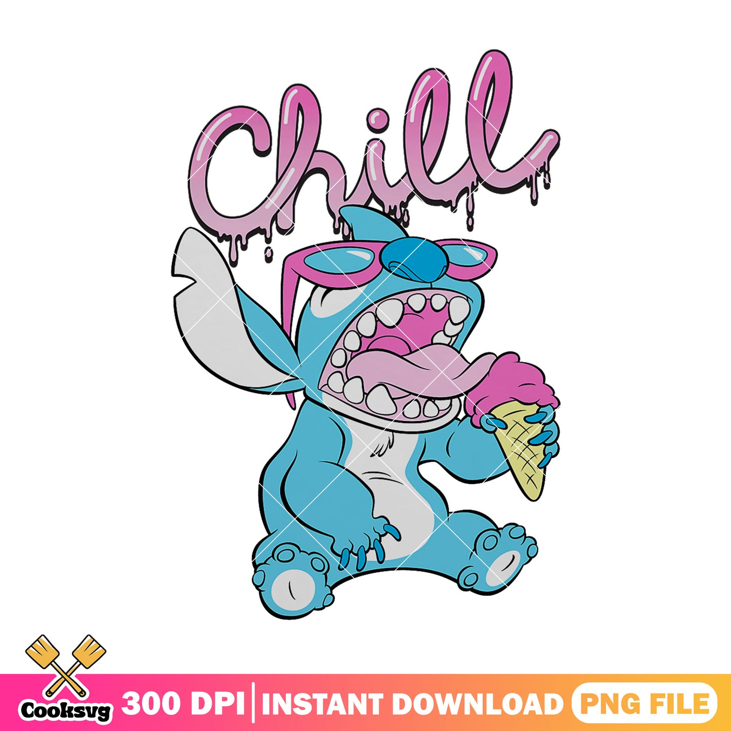 Stitch chill with ice cream png, stitch ice cream png, stitch chill png