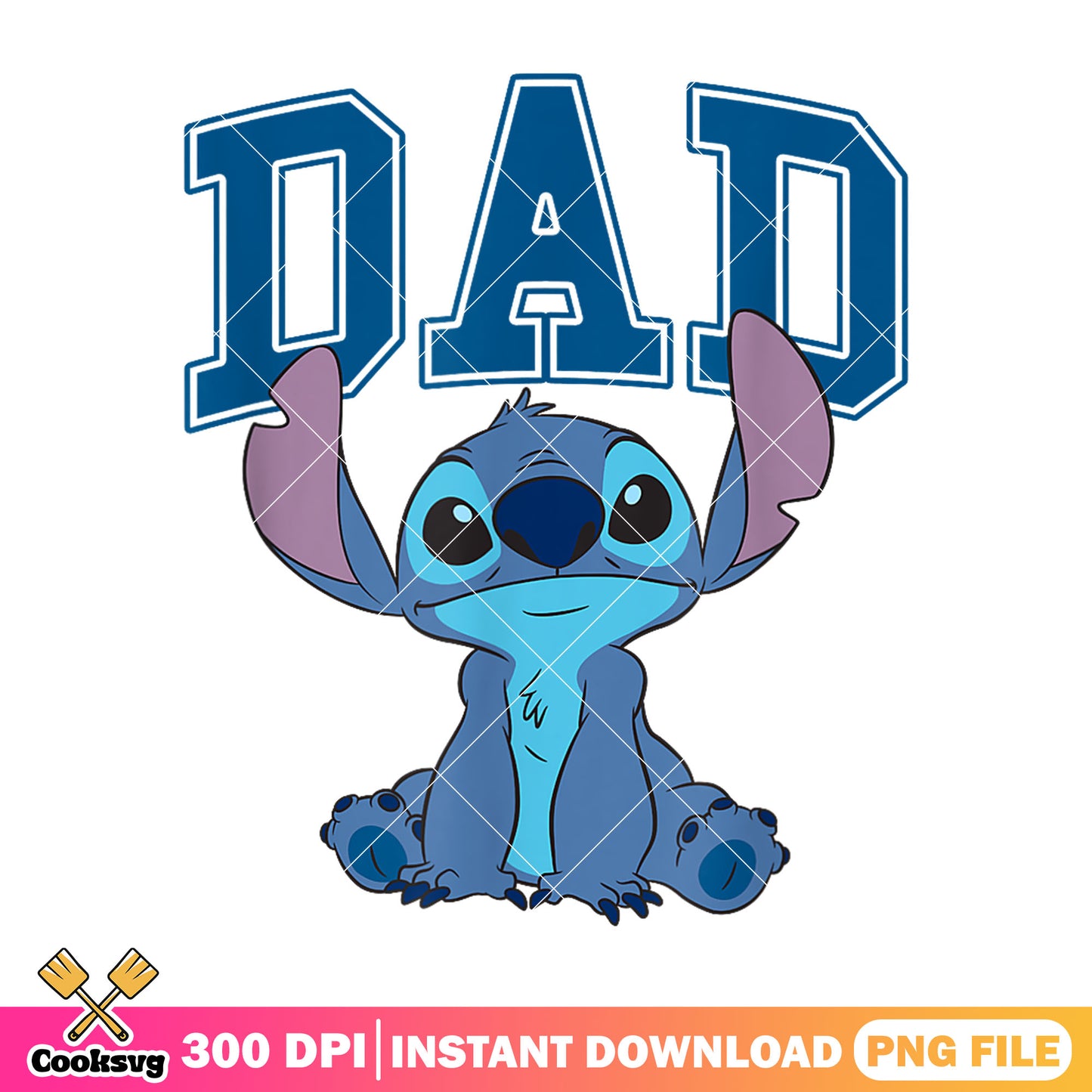 Stitch dad text disney png, stitch dad png, disney cute stitch png