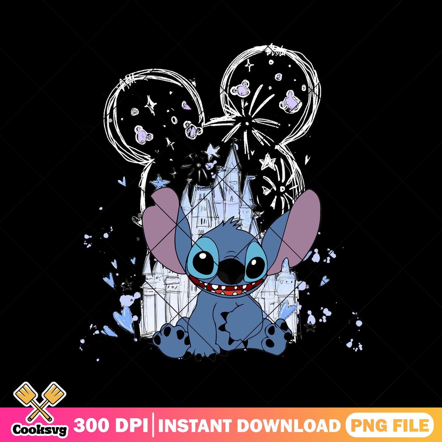 Stitch disney castle png, stitch movie png, disney castle png