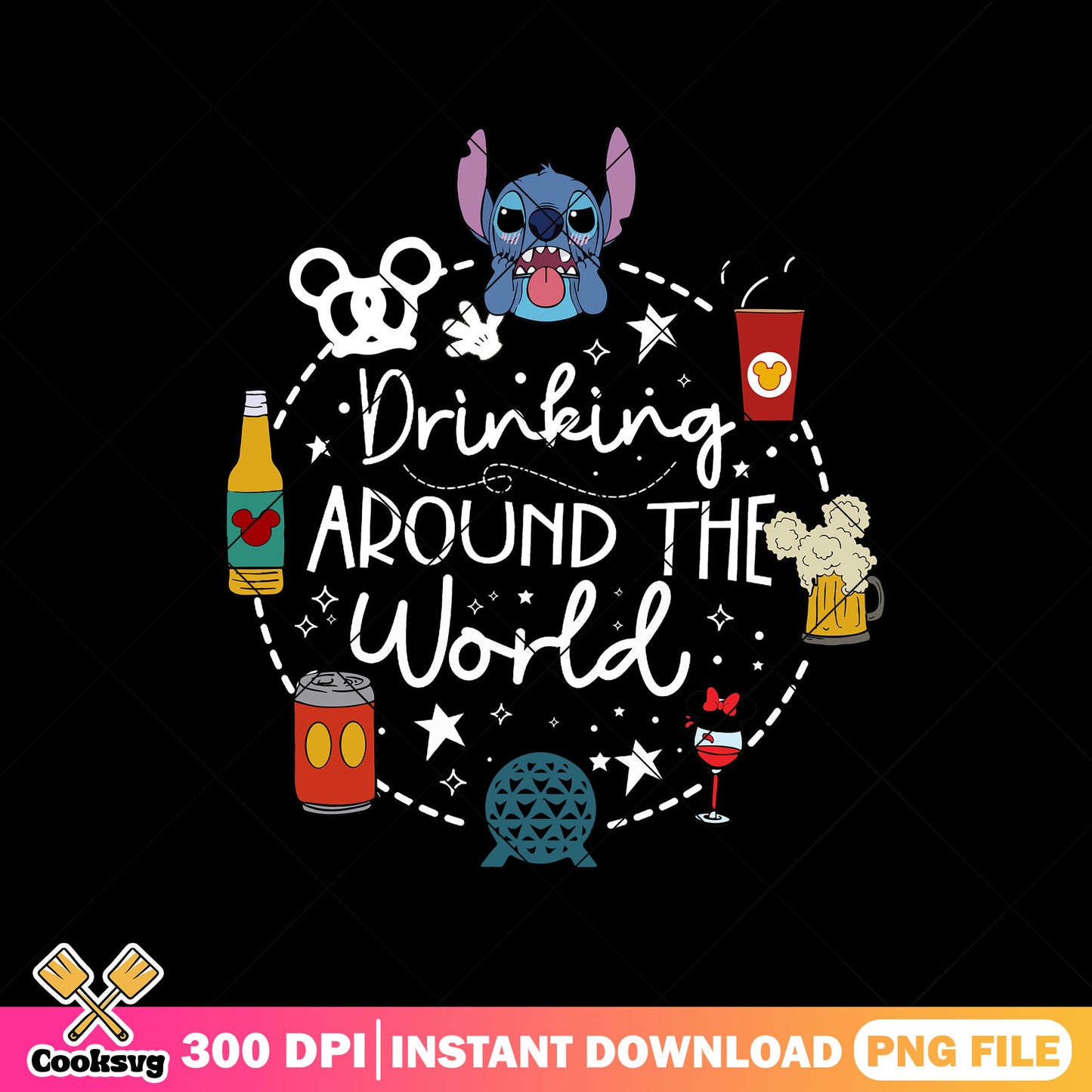 Stitch drink world png, stitch movie png, disney resorts png