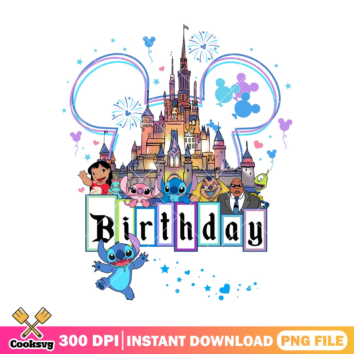 Stitch friends disney birthday png, stitch birthday png, stitch lilo png