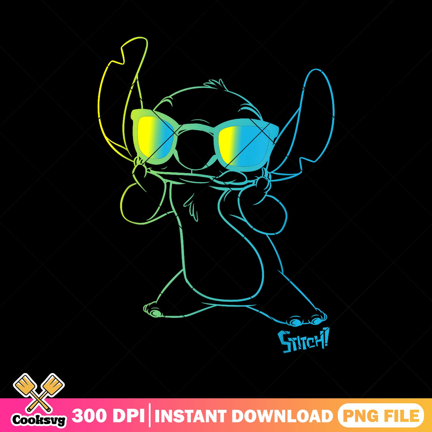 Stitch neon outline design png, stitch outline png, disney stitch png