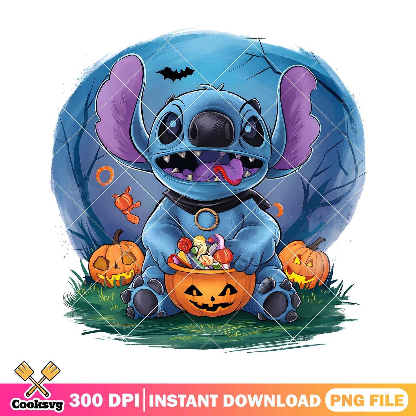 Stitch pumpkin candy png, halloween candy png, dismey movies png