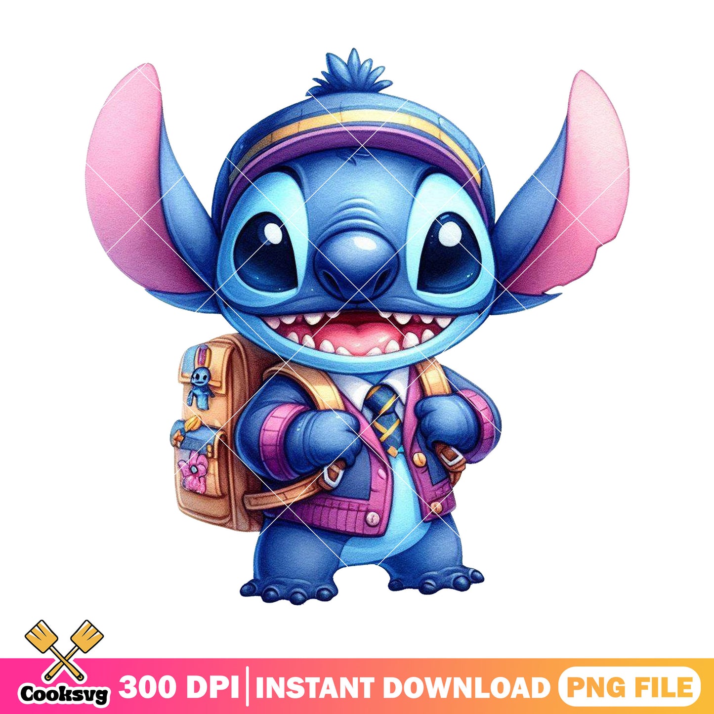 Stitch standing design png, disney art png, going back to school png
