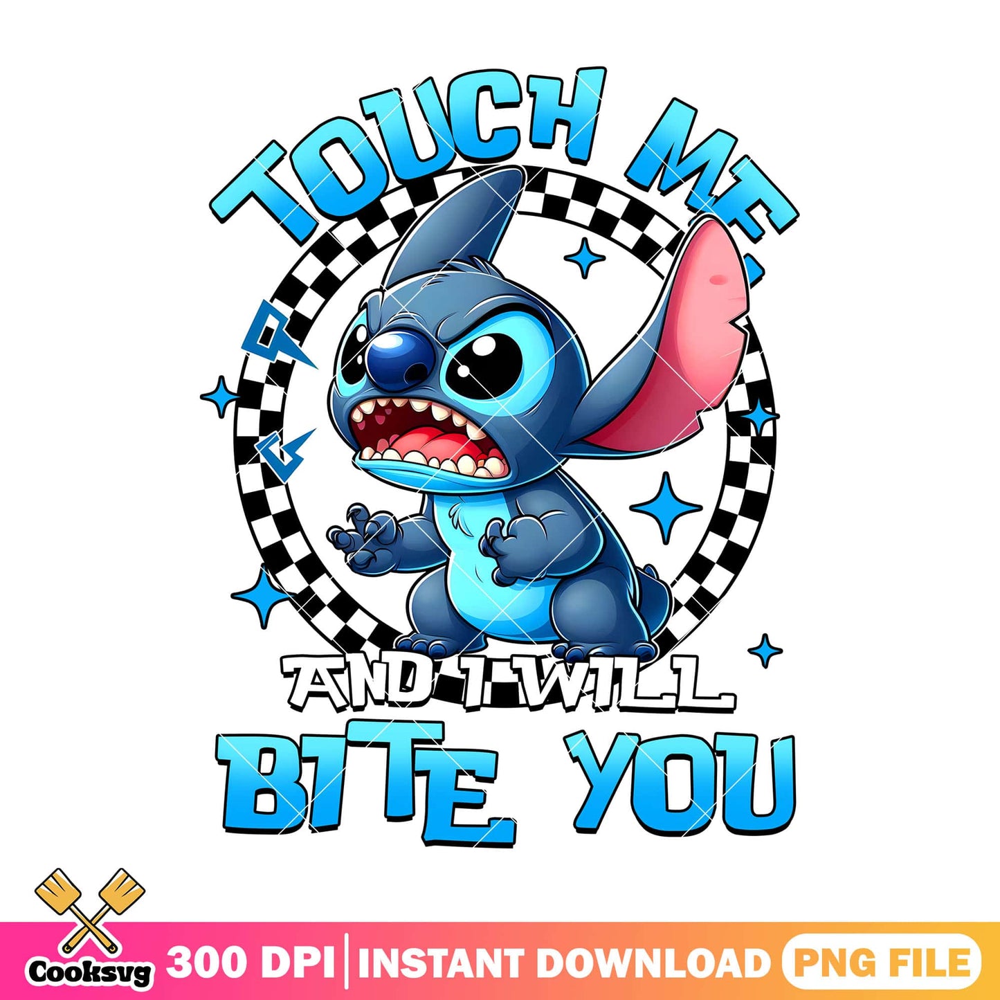 Stitch touch me and I bite you png, stitch bite png, disney stitch png