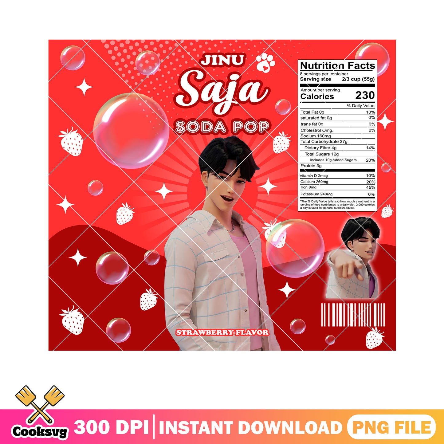 Strawberry flavor jinu saja png, kpop demon hunters png, soda pop png