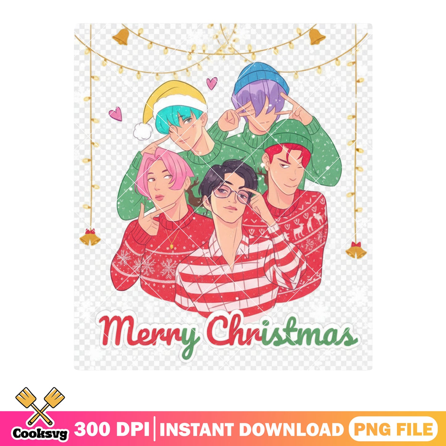 String lights christmas png, saja boys png, merry christmas png