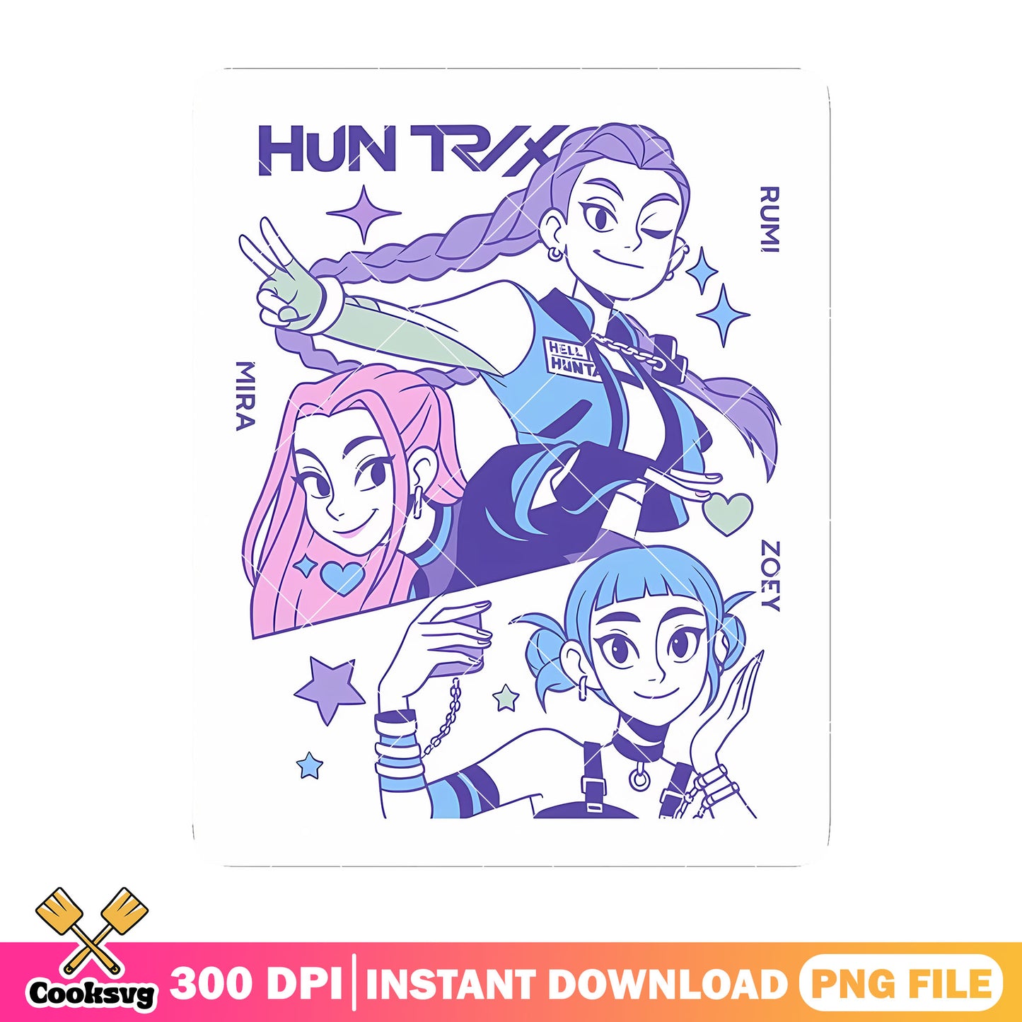 Stunning huntrix girl design png, huntrix member png, huntrix movie png