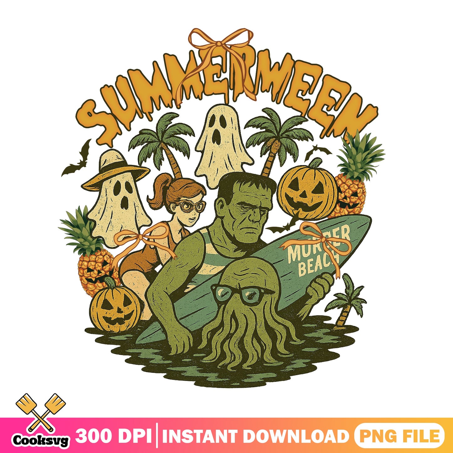 Summerween Halloween Beach PNG, Spooky Summer PNG, Ghost PNG
