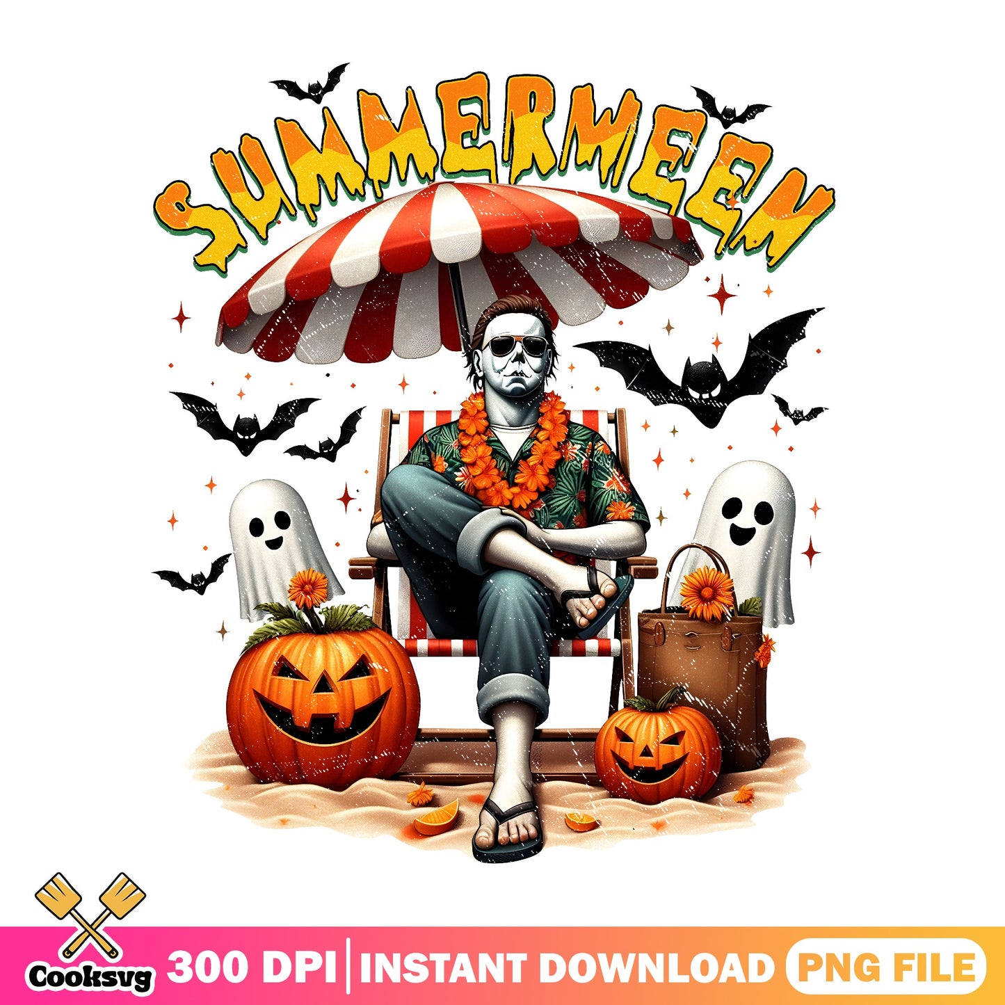 Summerween Michael Myers PNG, Halloween Beach PNG, Horror PNG