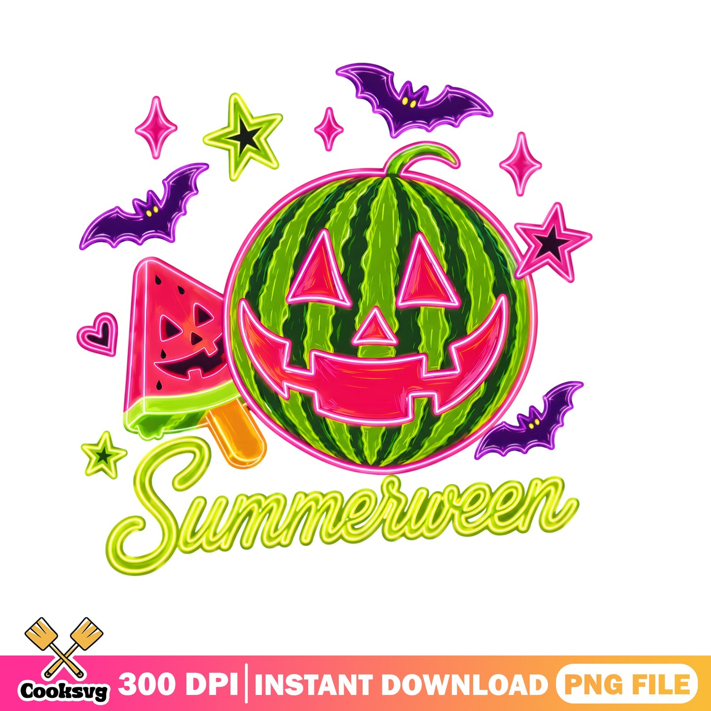 Summerween Watermelon Jack O Lantern PNG, Halloween PNG, Spooky Summer PNG