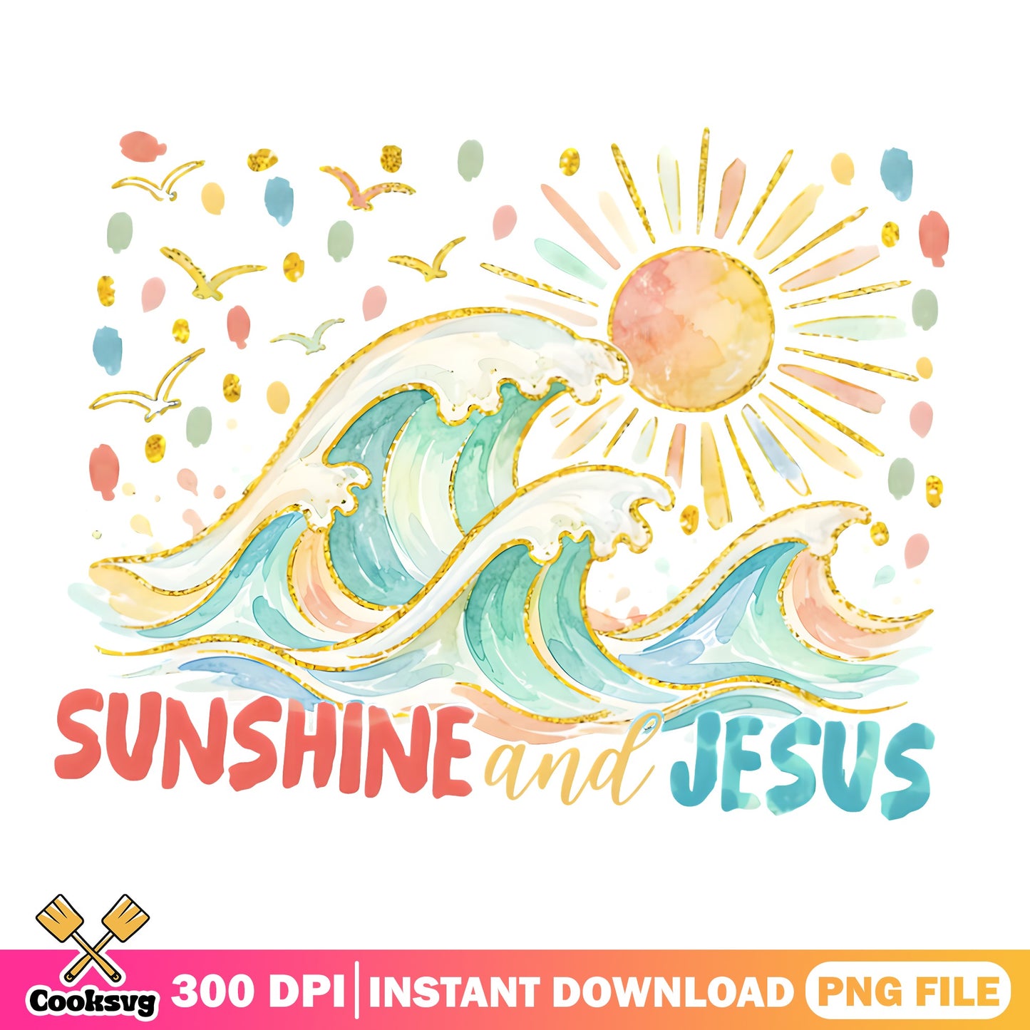 Sunshine And Jesus PNG, Summer Beach Waves PNG, Christian PNG