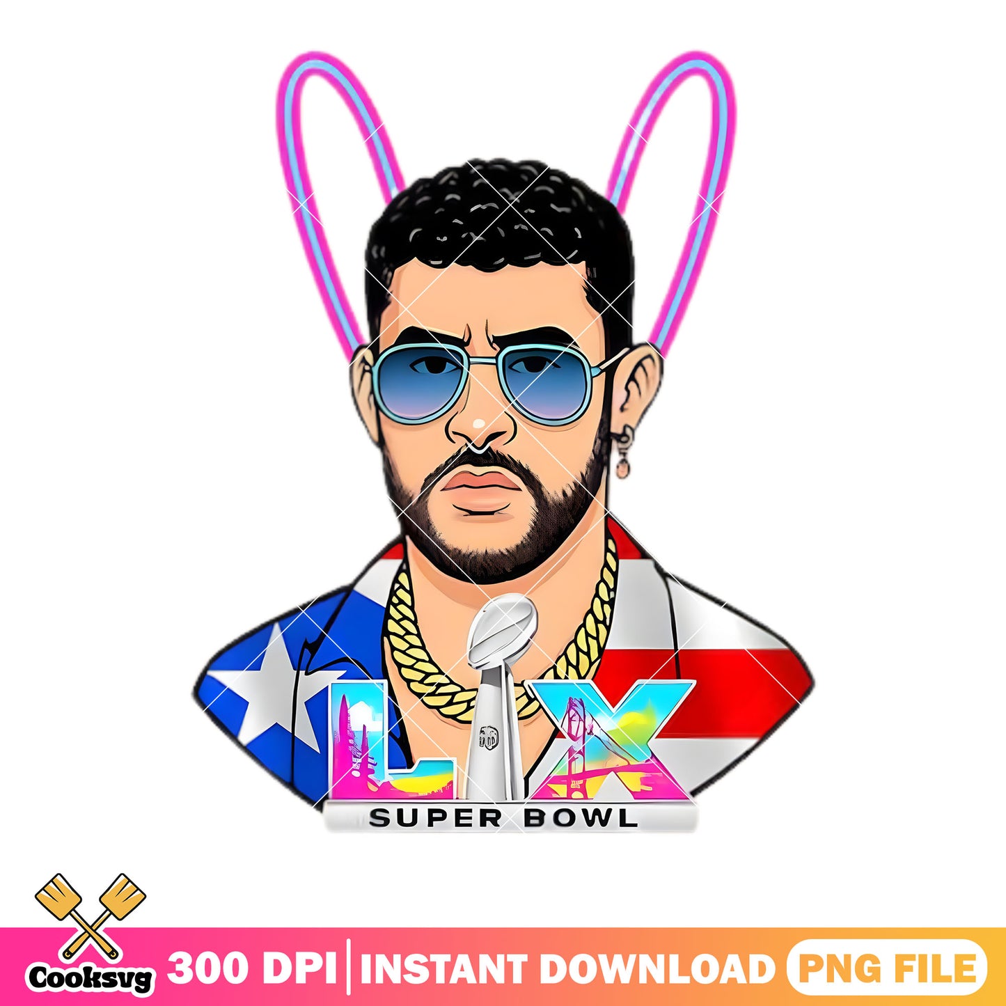Super bowl bad bunny png, america flags png, nfl teams png