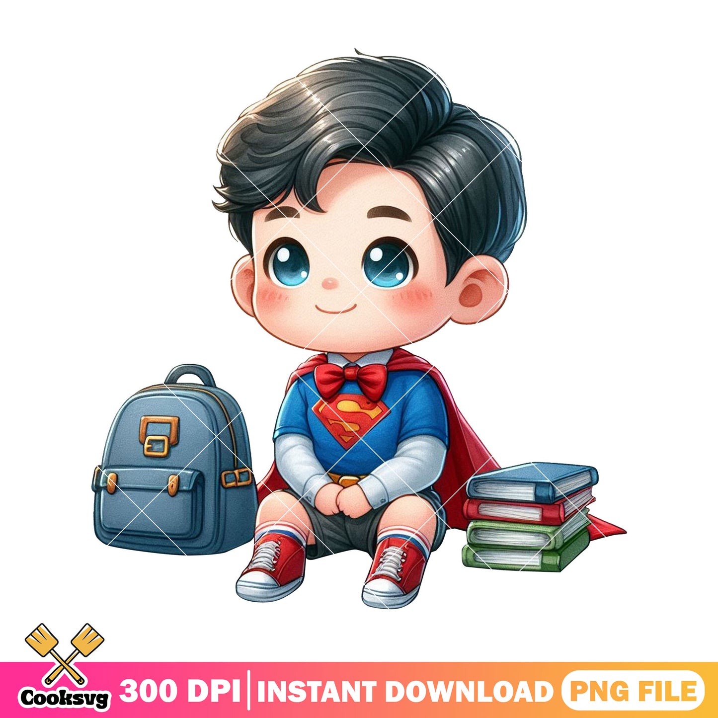 Superman green bag png, back to school idea png, comic superman png