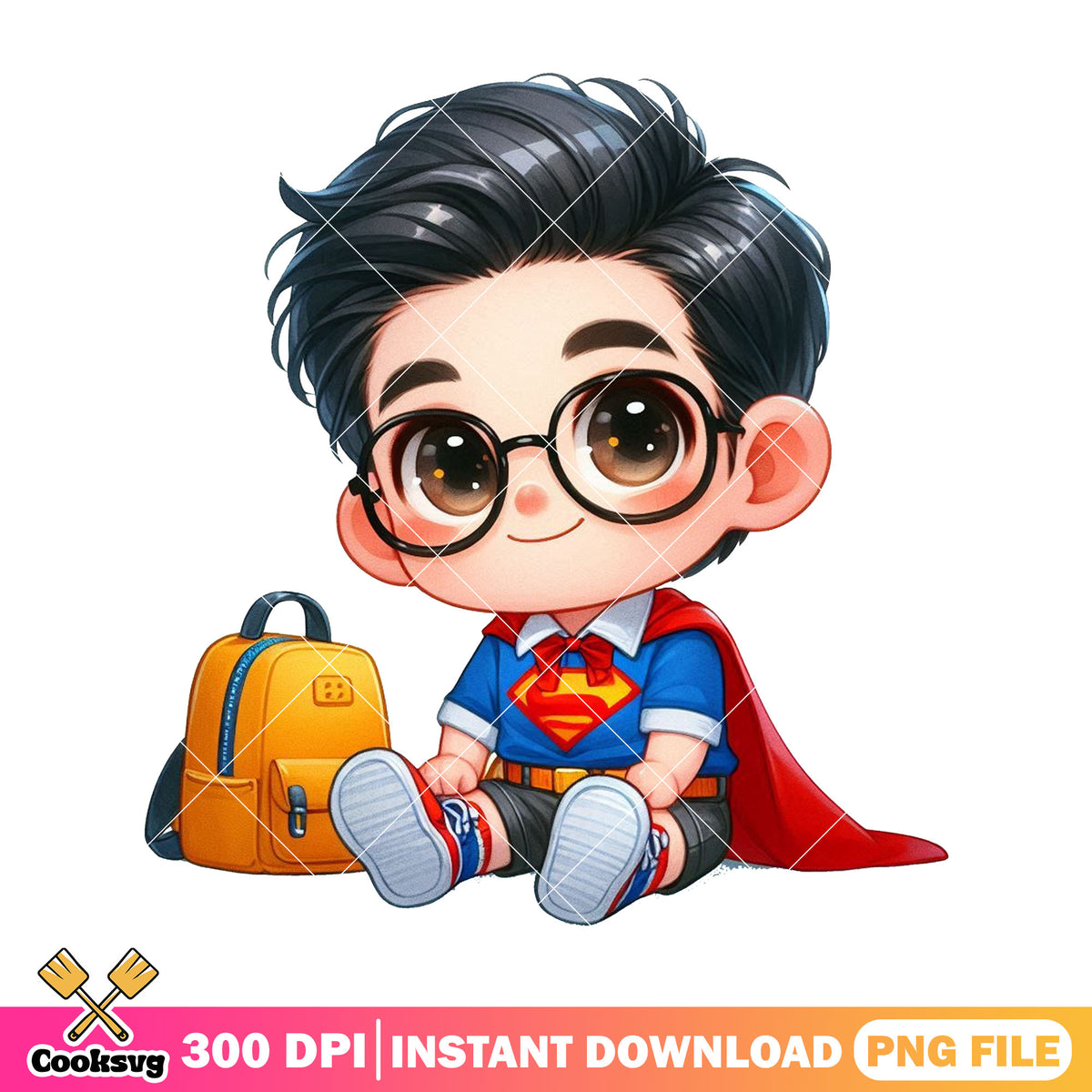 Superman wears glasses png, back to school idea png, superman png