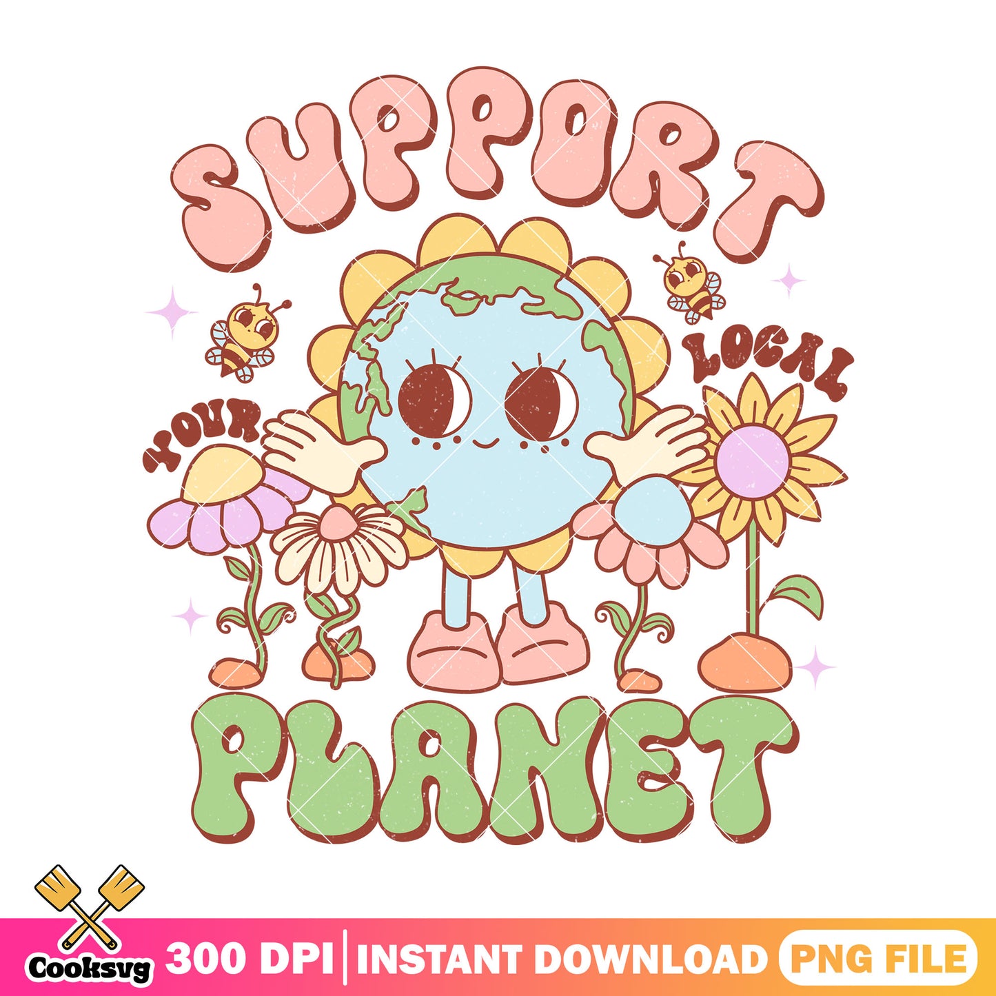 Support local planet design png, planet png, earth day png