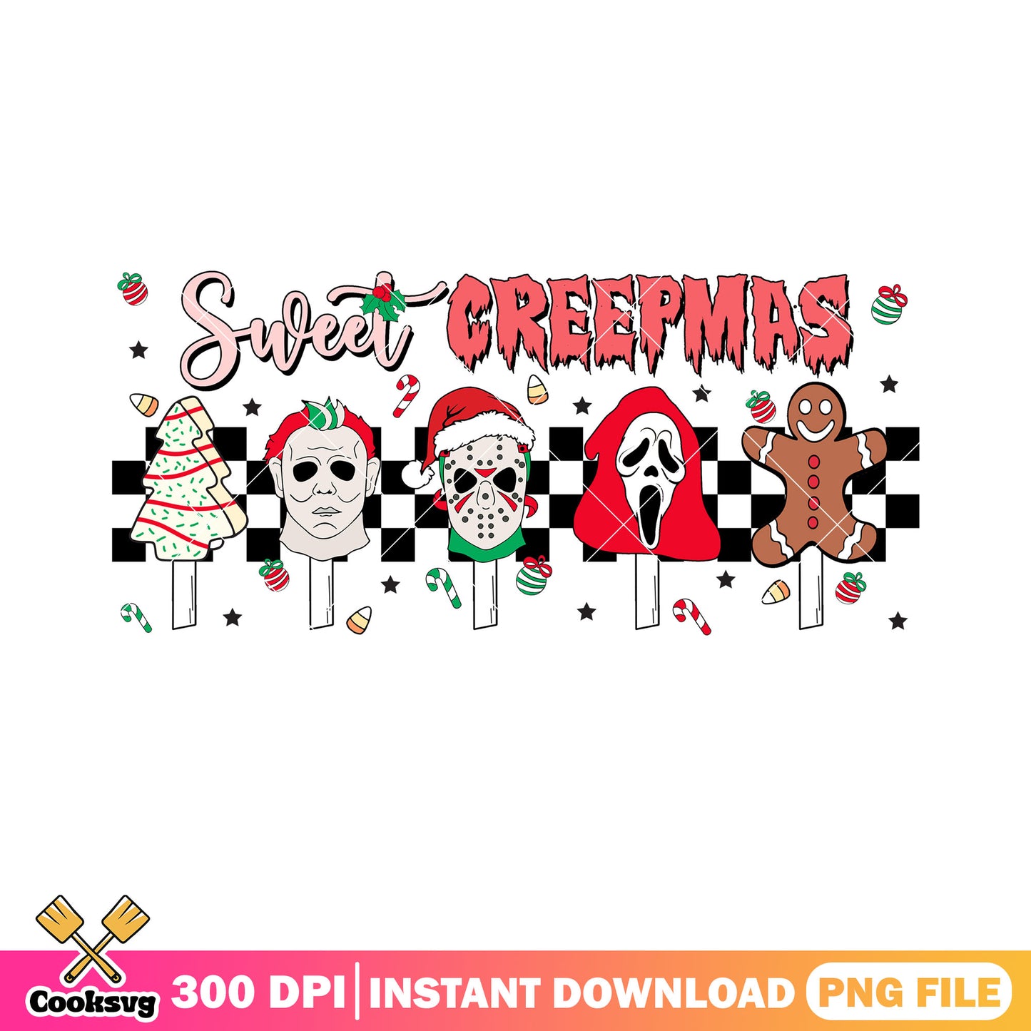 Sweet creepmas christmas png, micheal myers png, ghost face png