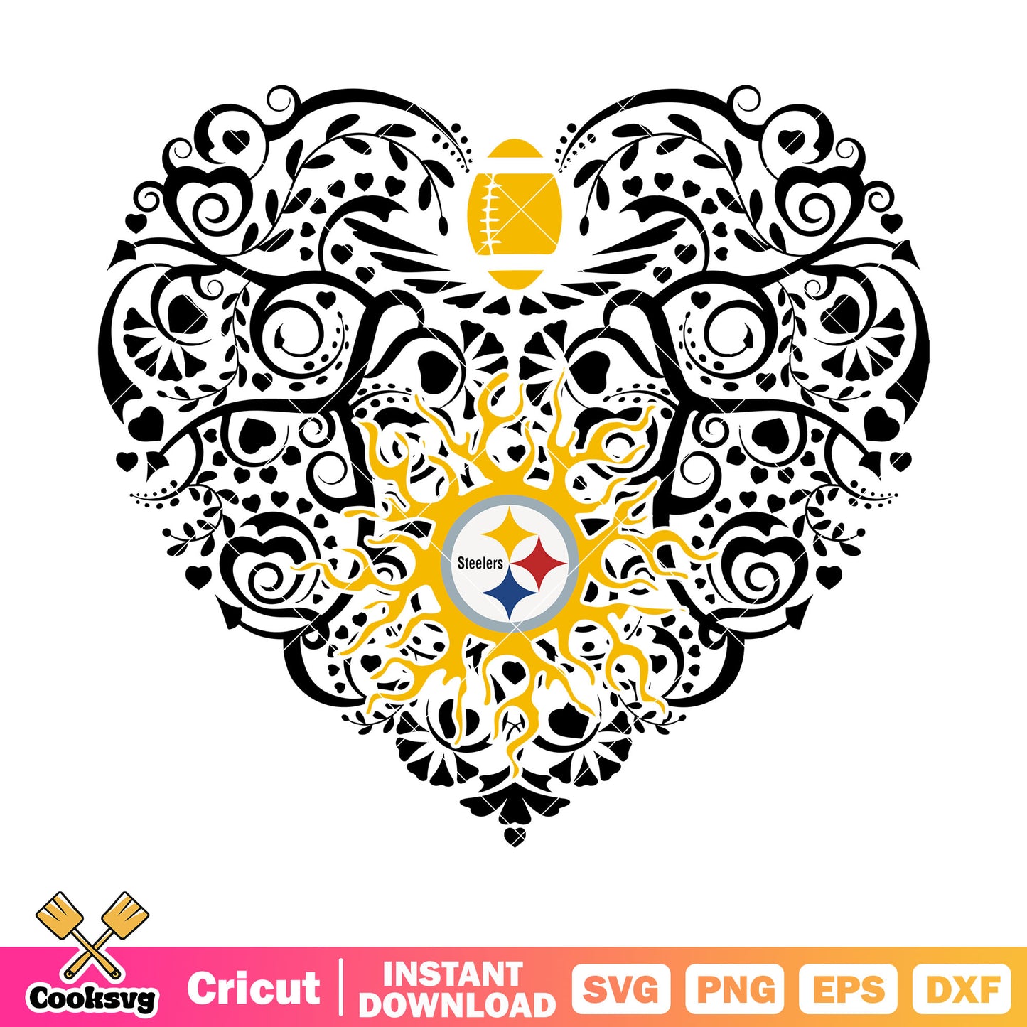 Swirl heart nfl team svg, nfl football team svg, pittsburgh svg