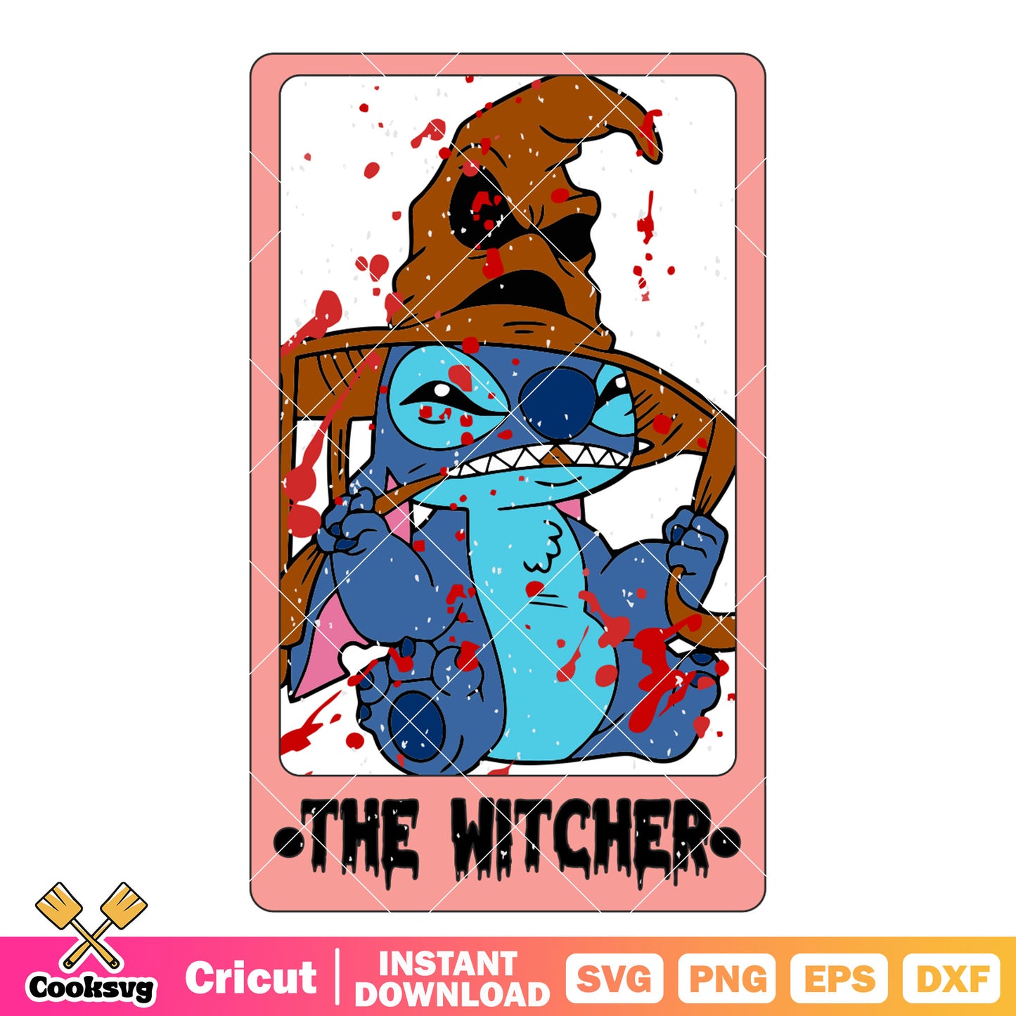 Tarot stitch witcher svg, halloween tarot cards svg, stitch costume svg
