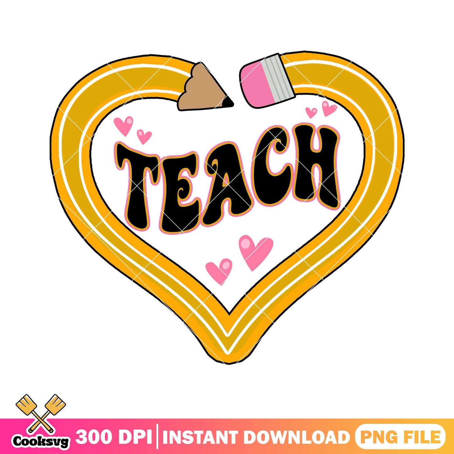 Teach in pencil heart file png, going back to school png, heart png