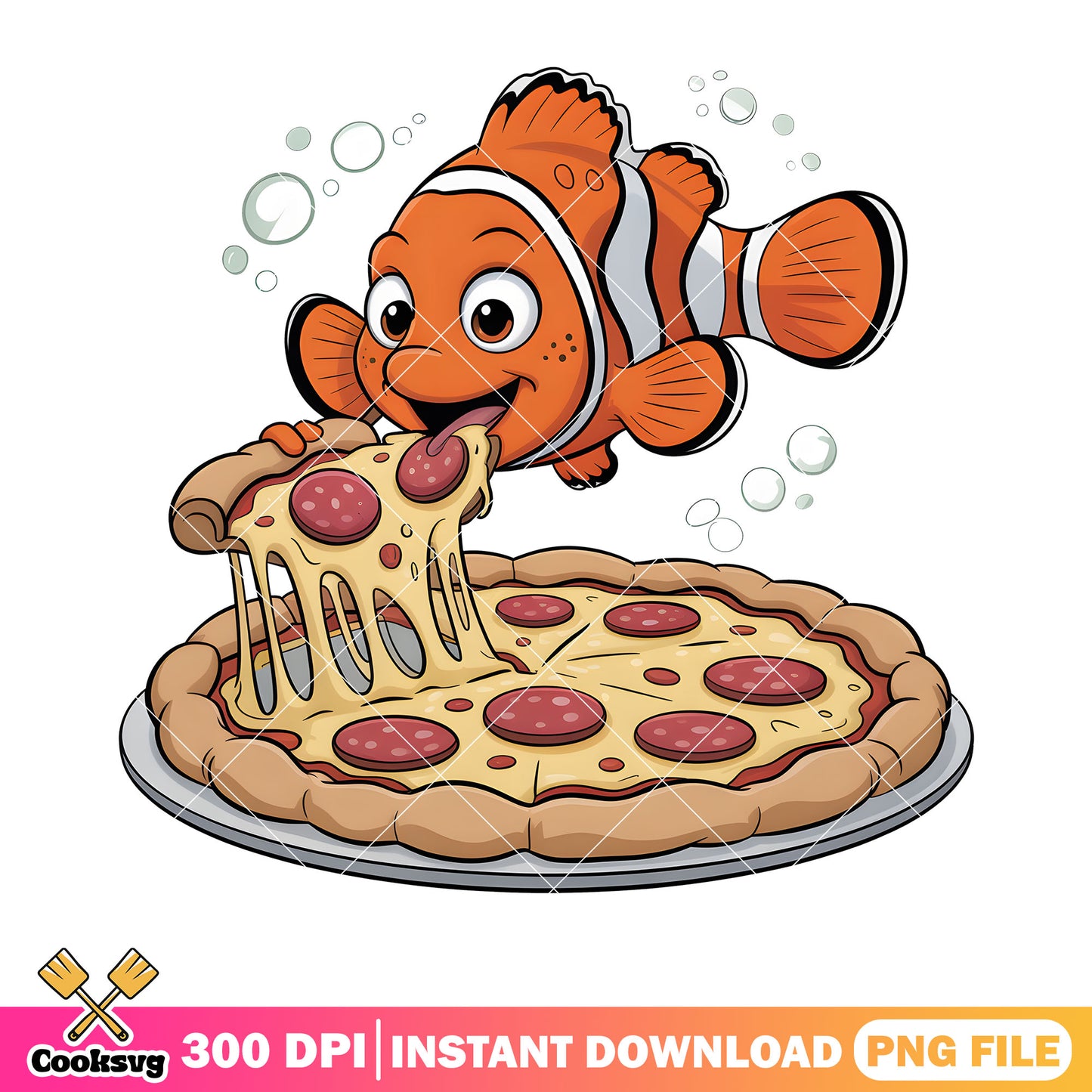 Teen fish nemo and pizza png, finding nemo png, clownfish nemo png