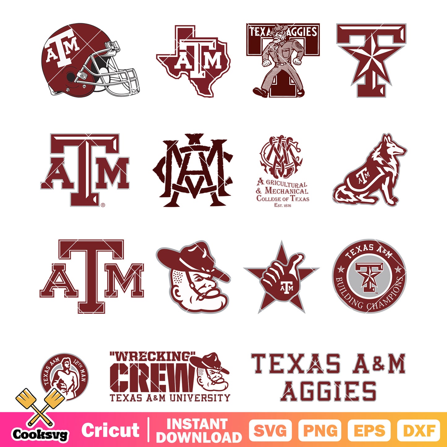 Texas A&M Aggies Ncaa logo bundle svg, Texas A&M Aggies logo svg