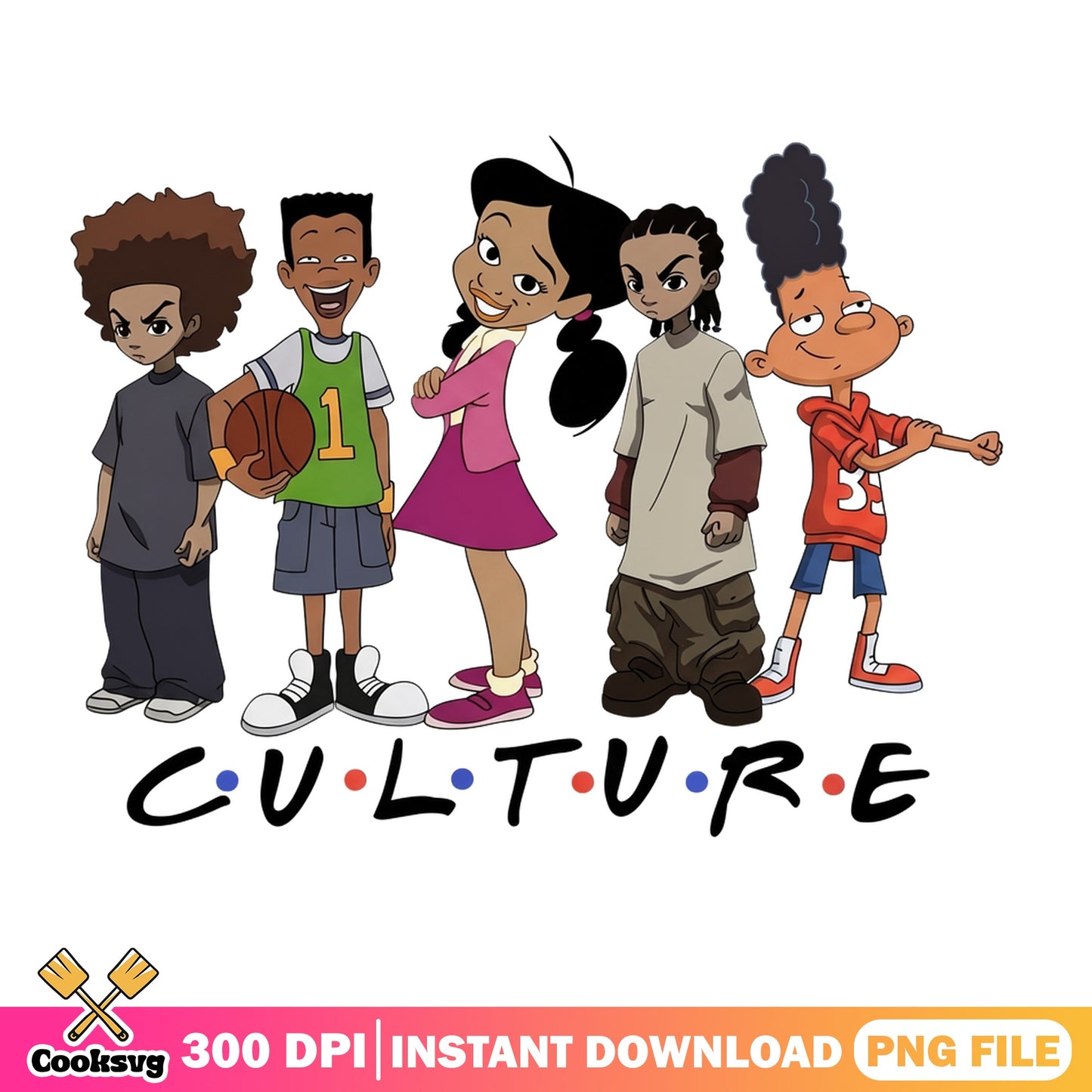 The Boondocks Culture Friends PNG, Black Cartoon Characters PNG, Melanin PNG