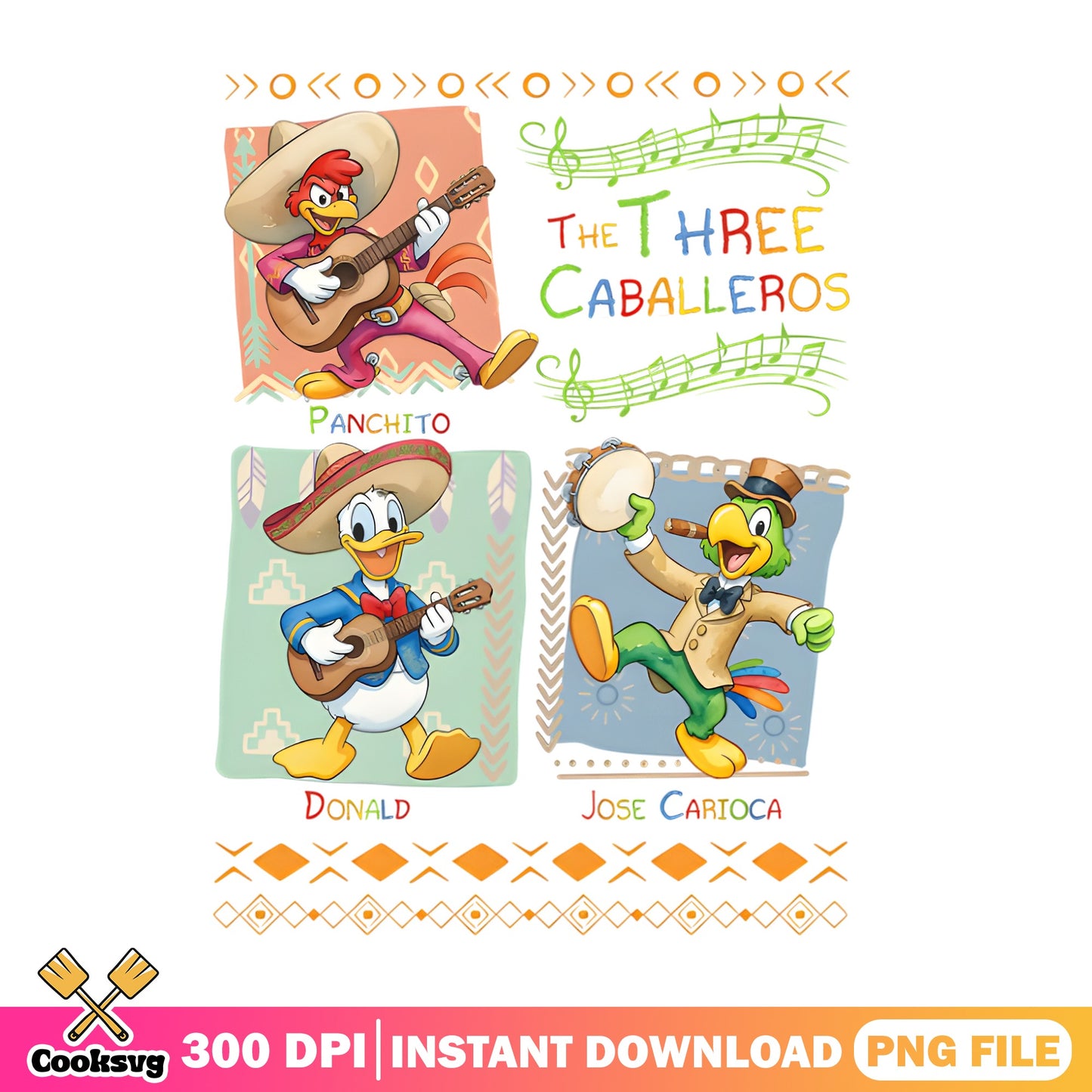 The Three Caballeros Disney PNG, Donald Duck PNG, Fiesta PNG