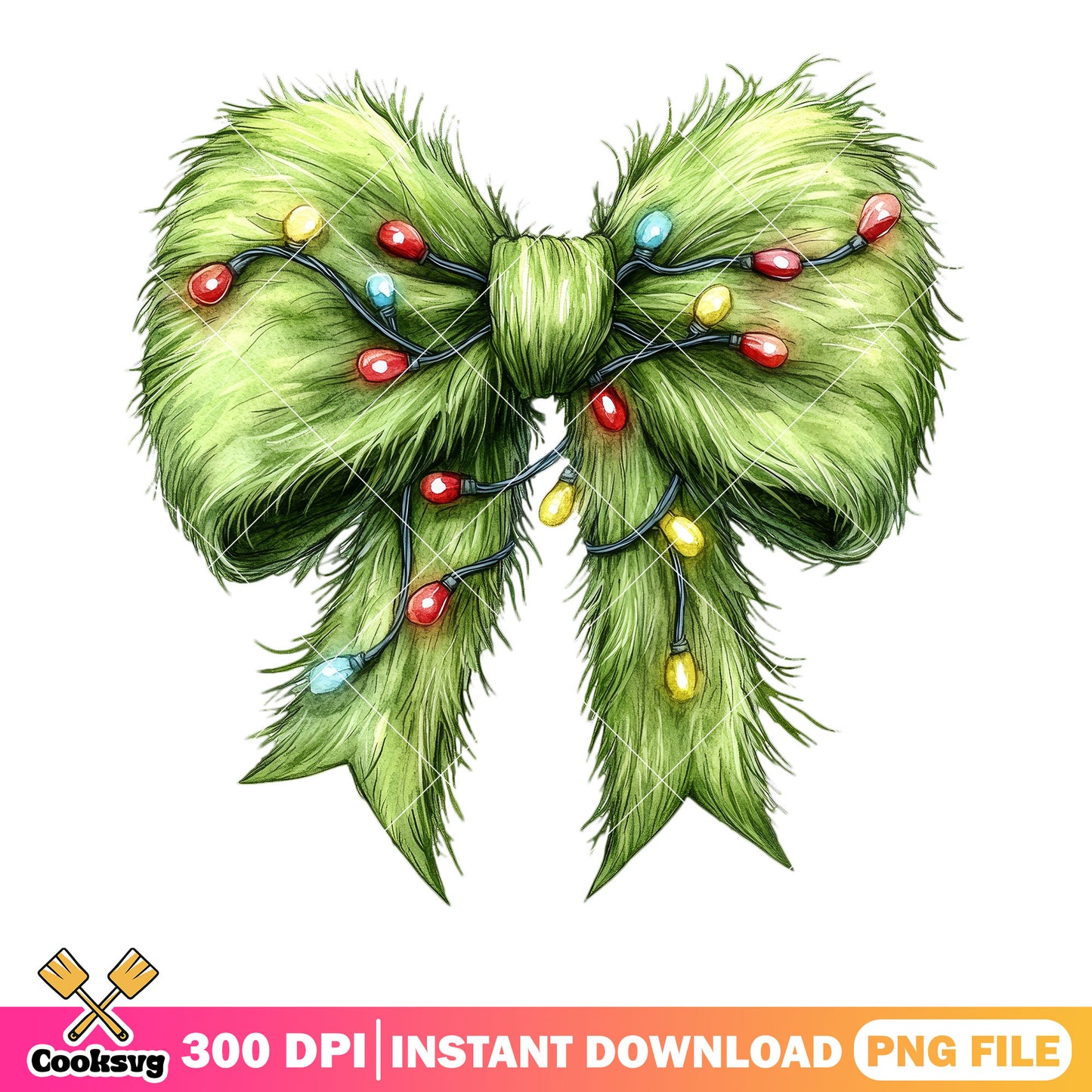 The design christmas bow png, christmas lights png, the grinch png