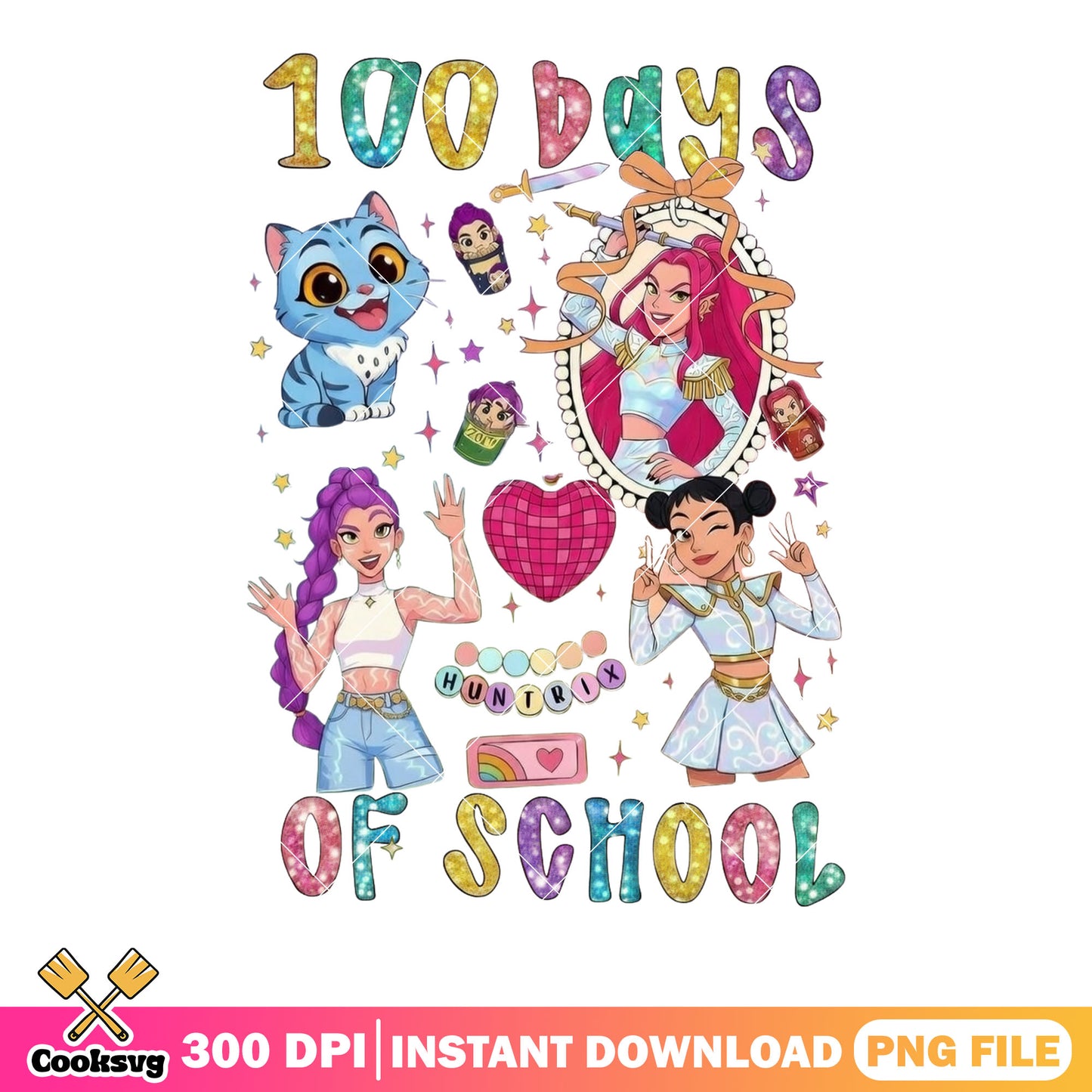 The disco 100 school huntrix png, huntrix team png, derpy tiger png