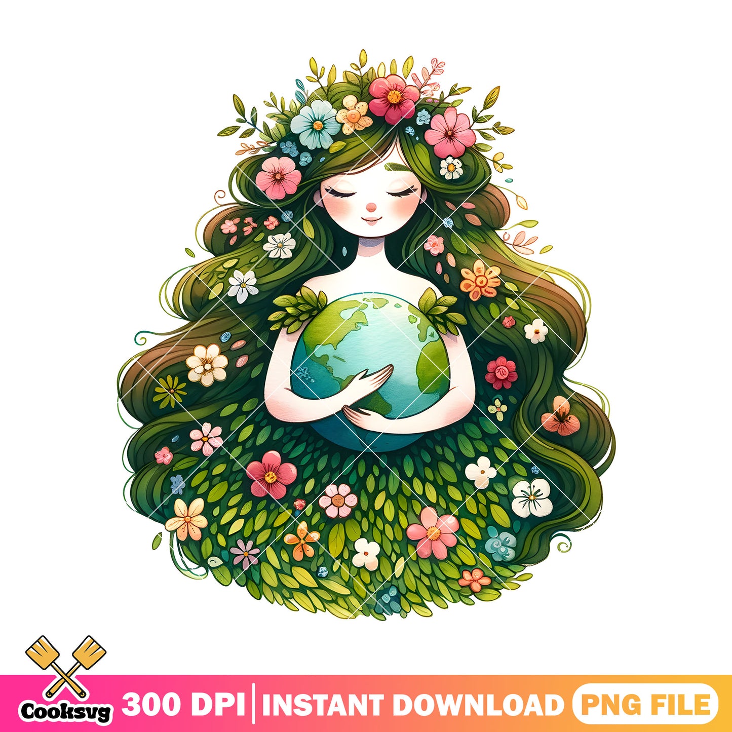 The floral fairy earth day design png, earth day crafts png