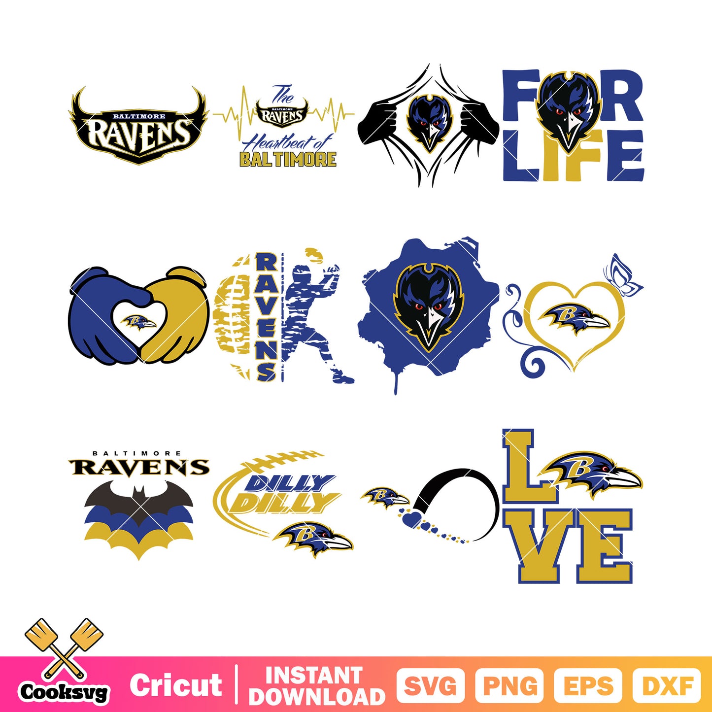 The heartbeat of baltimore bundle svg, NFL teams svg, baltimore ravens svg