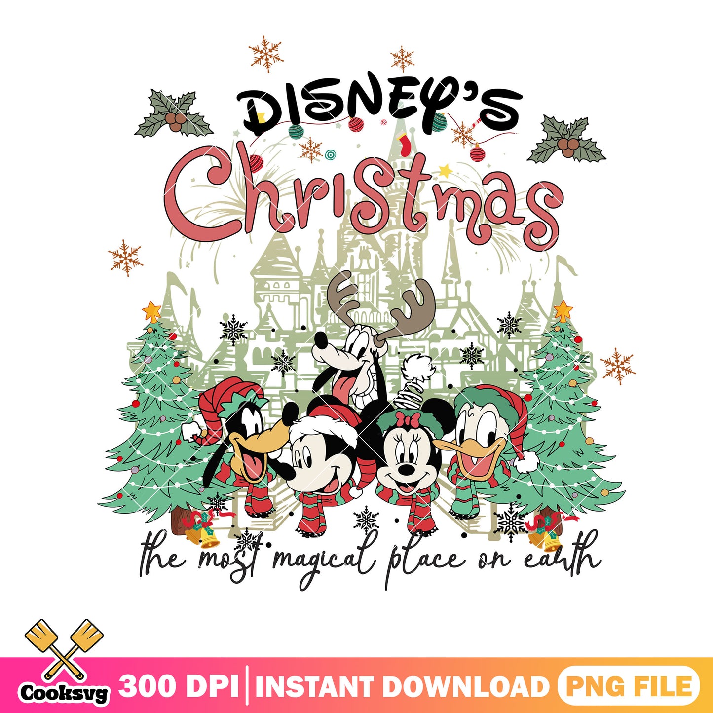 The most magical palce on earth png, mickey png, disney christmas png