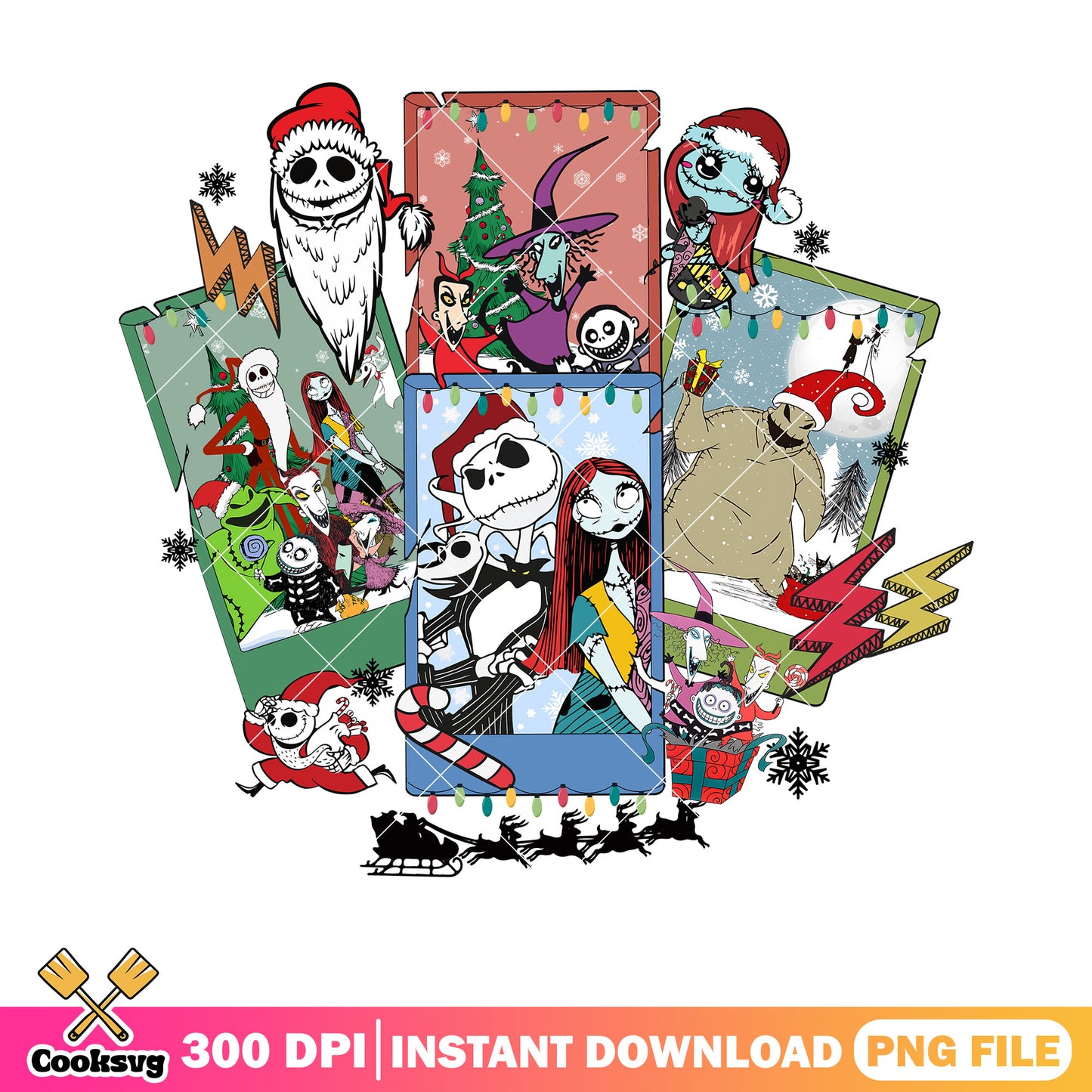 The night before christmas png, jack skelington png, christmas tree png